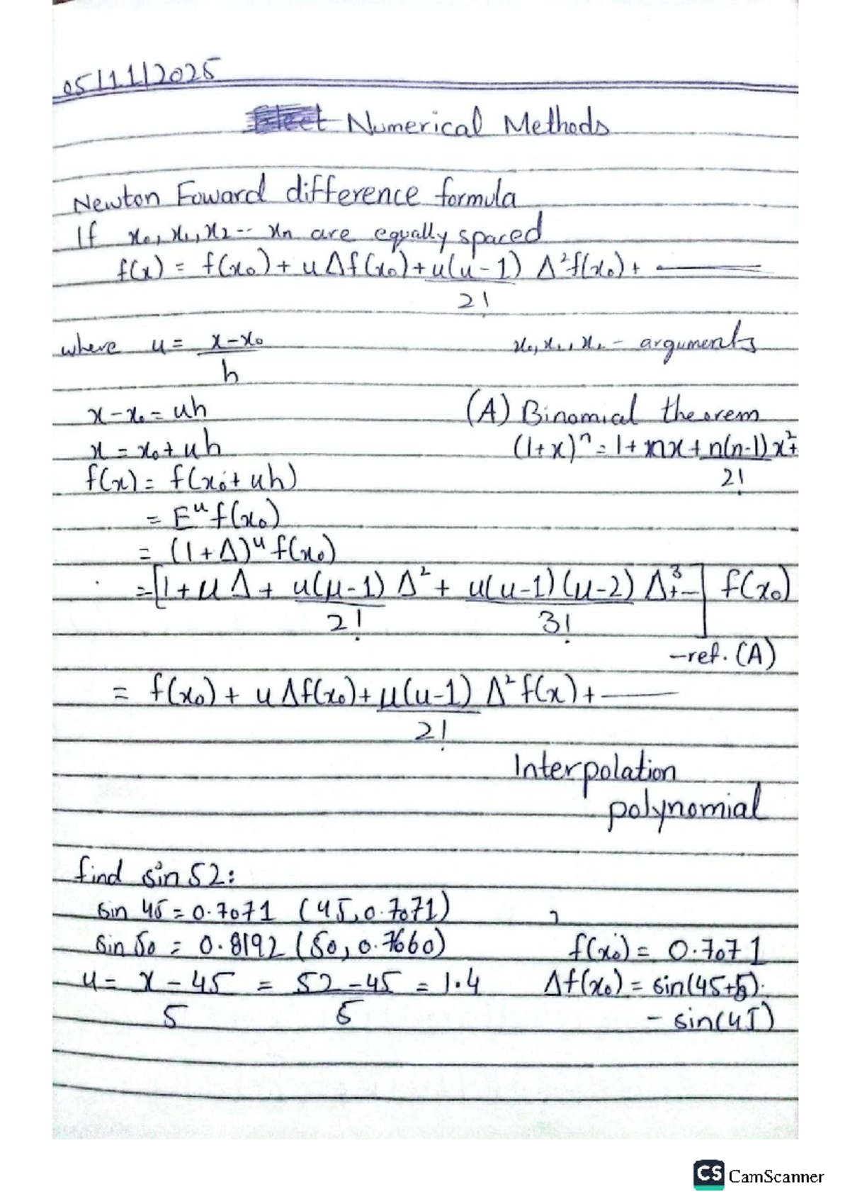 Numerical Methods (NM) Lecture Notes on Newton's Forward and Backward ...