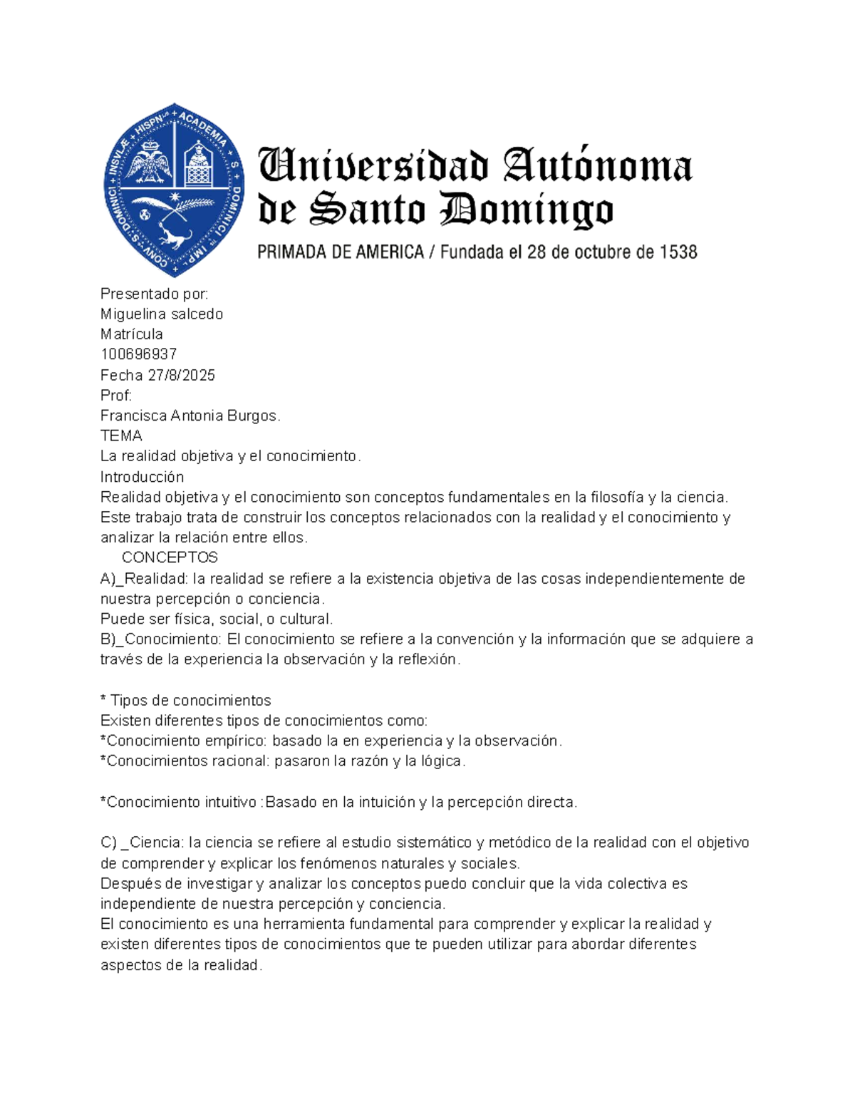 La realidad objetiva y el conocimiento humano: Análisis filosófico ...
