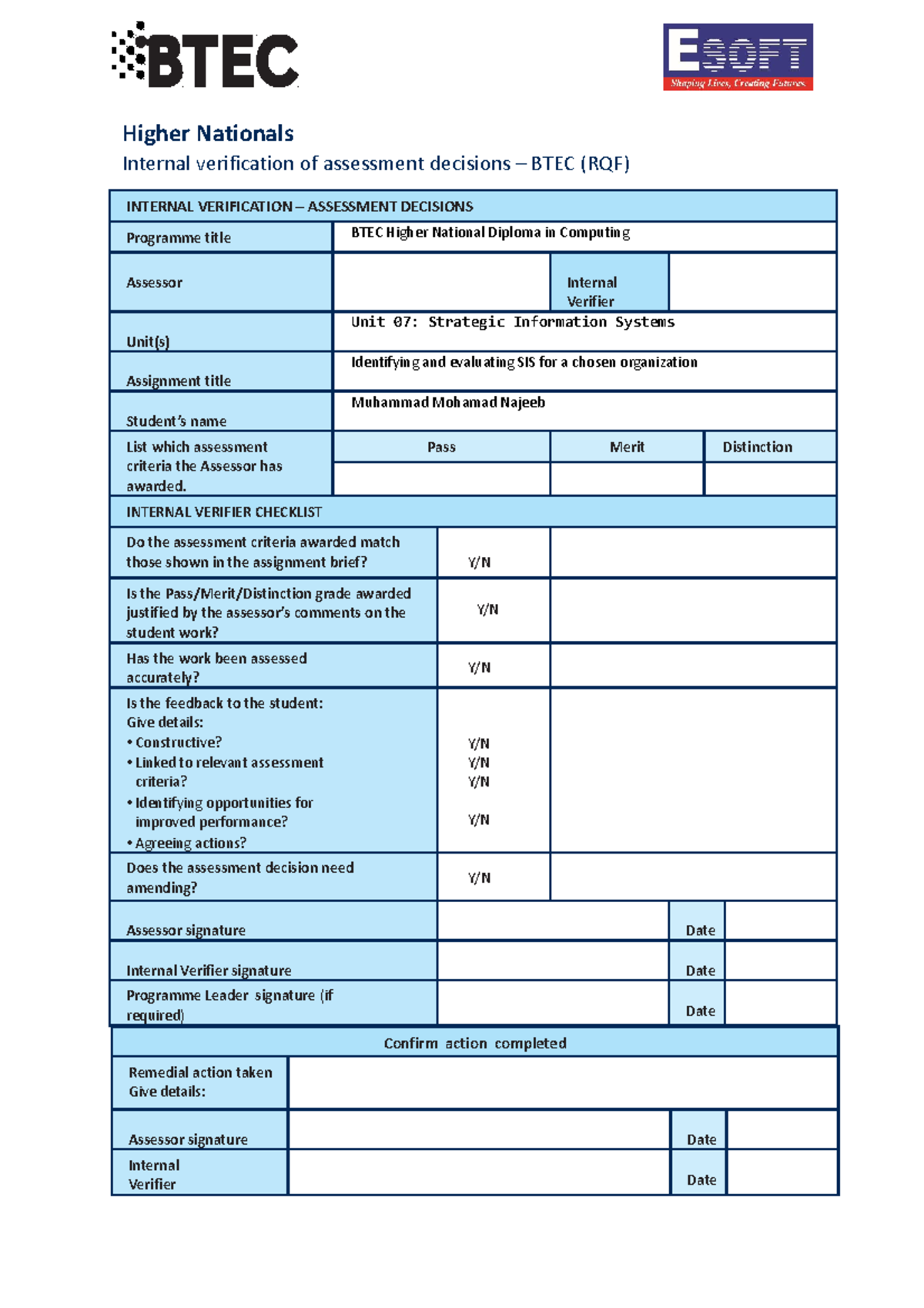 Unit 07: Strategic Information Systems - Assessment Decisions Guide ...