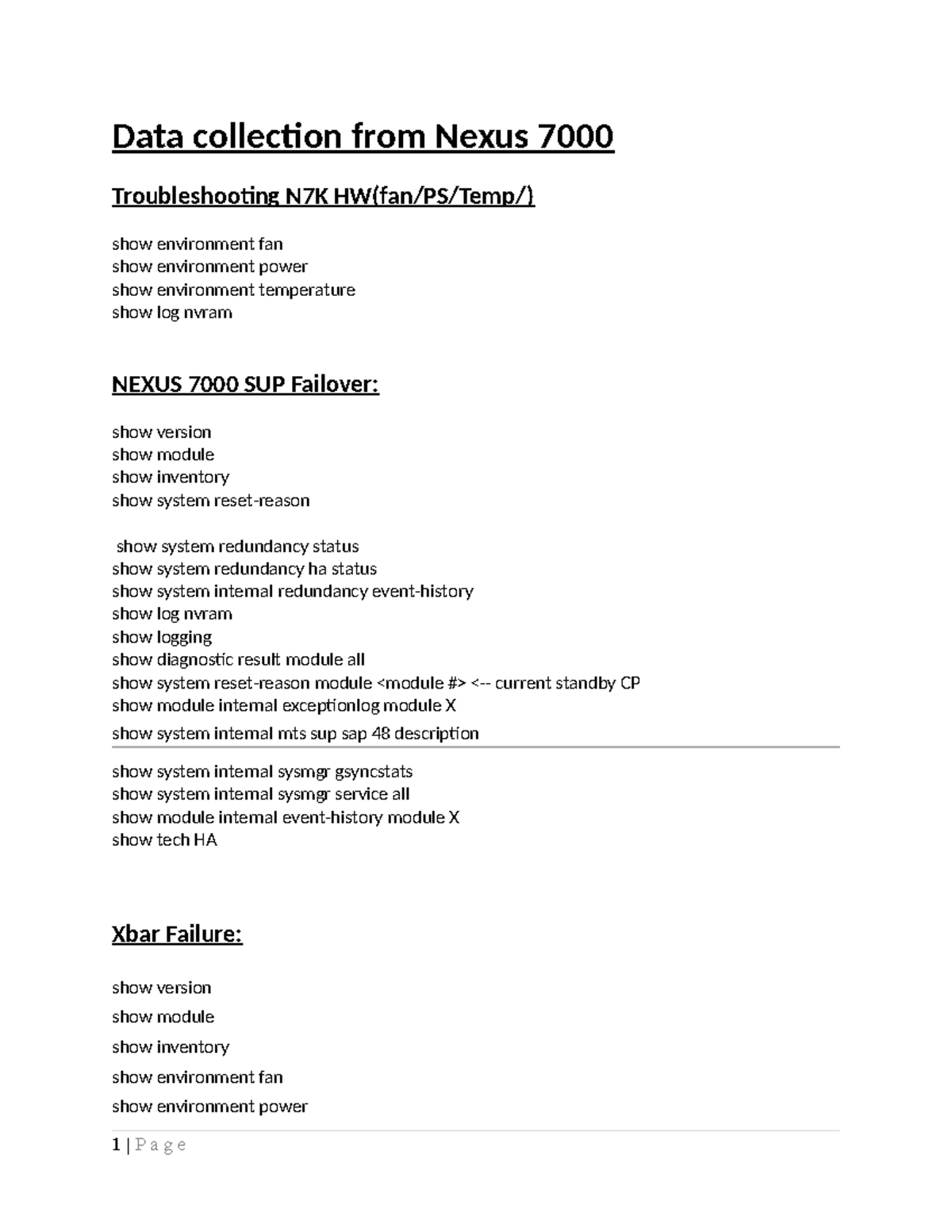 NEXUS 7000 Data Collection & Troubleshooting Guide - Studocu