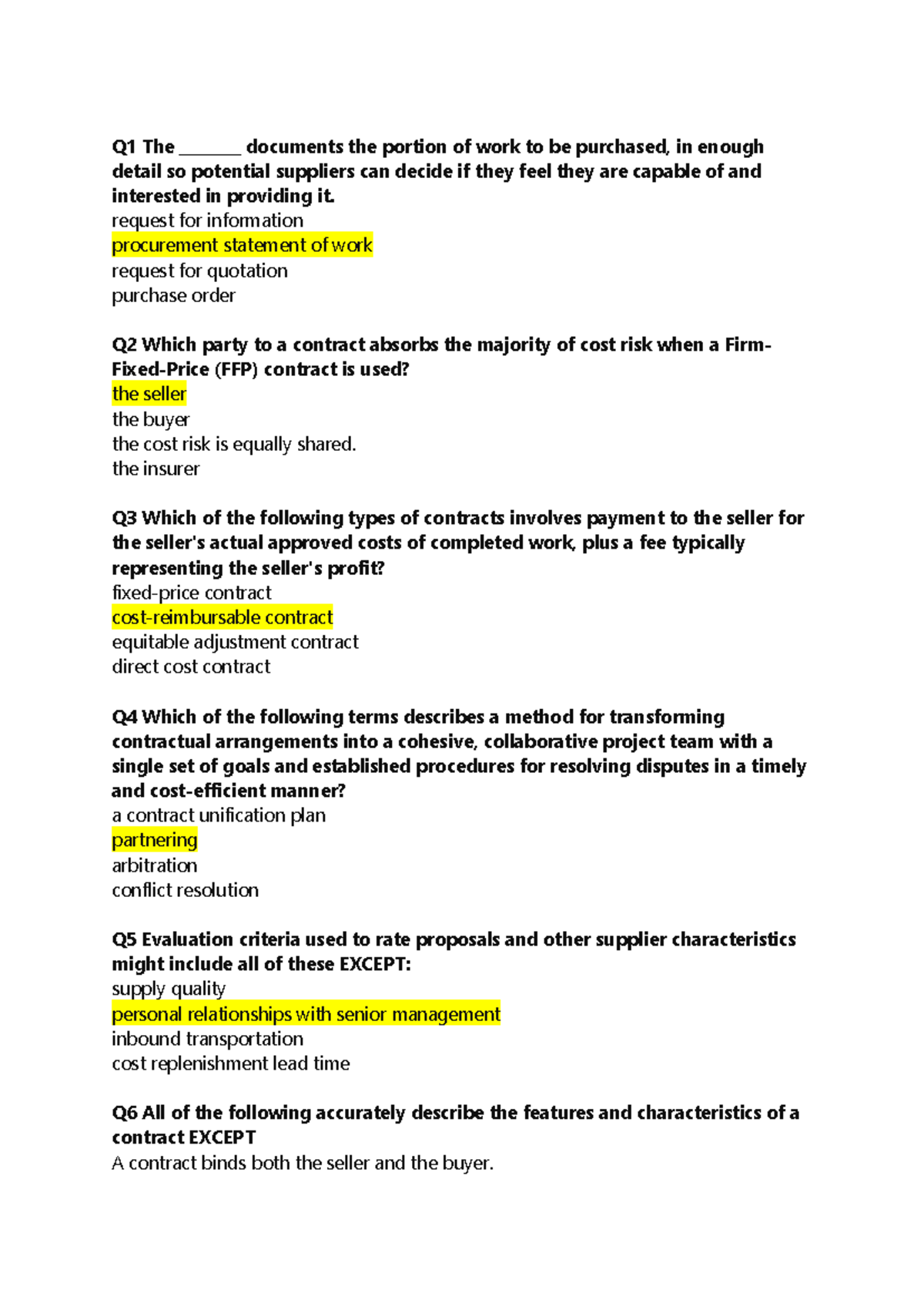 Q1-Q60 Procurement and Project Management Q&A Guide - Studocu