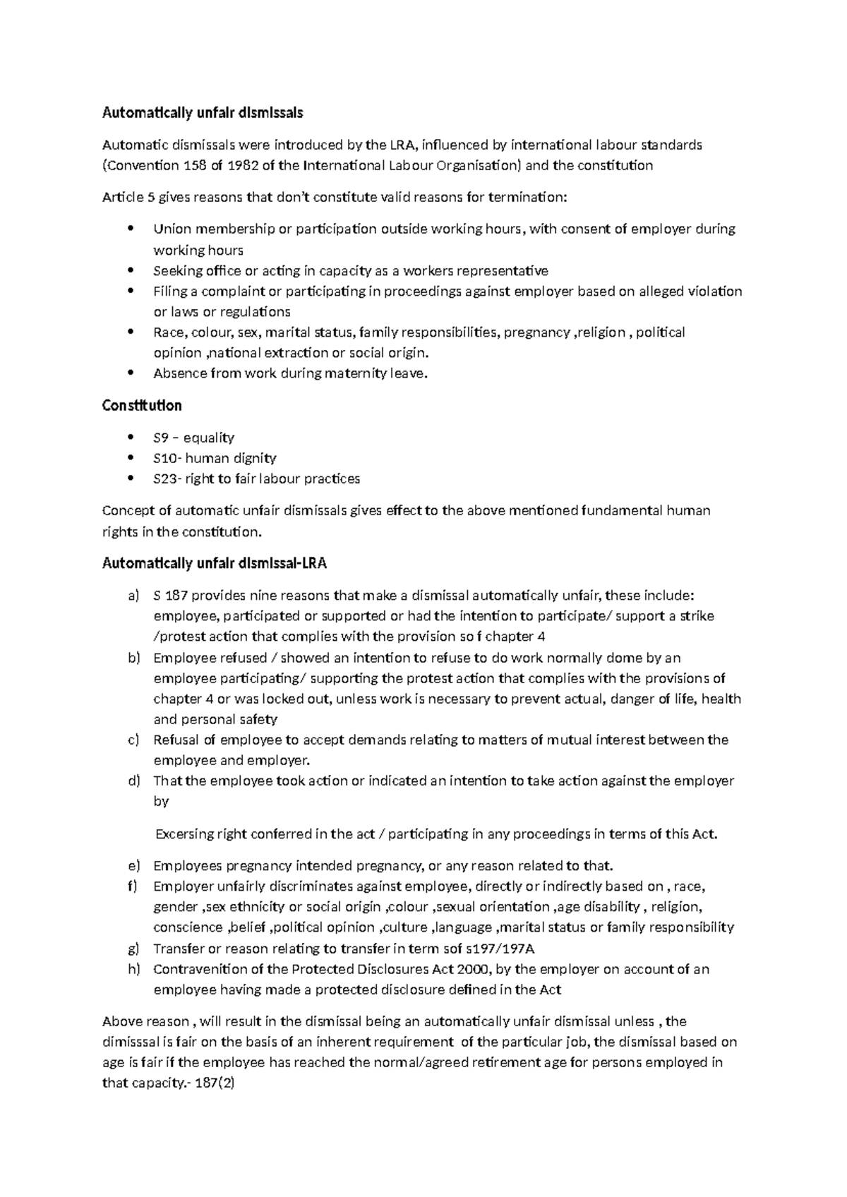 SU 5.2 Labour Law - IURI 222: Understanding Automatically Unfair ...