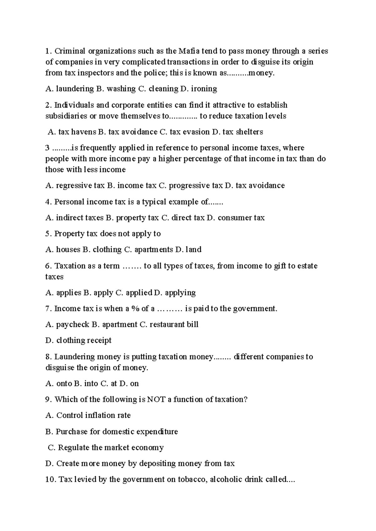Unit-7 - Taxation Concepts and Quiz Answers - Studocu