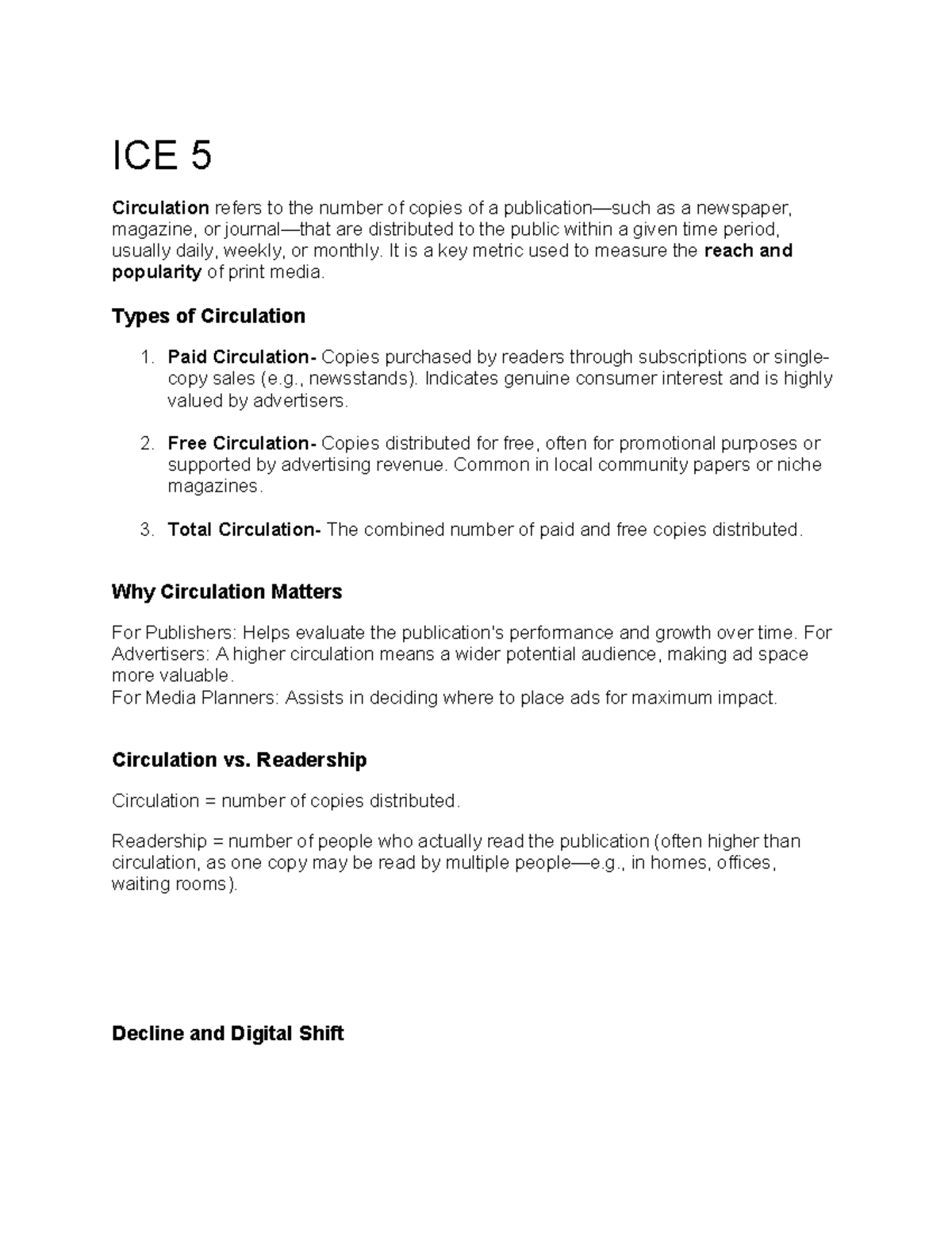 Weekly Circulation