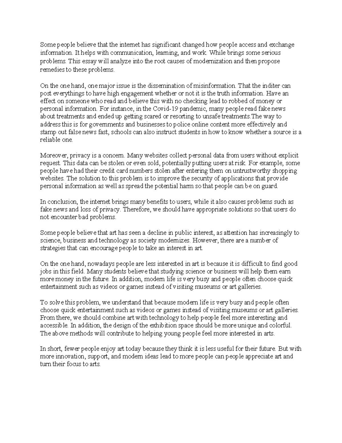 ENG 101 Essay: The Impact of the Internet on Information Access and Art ...