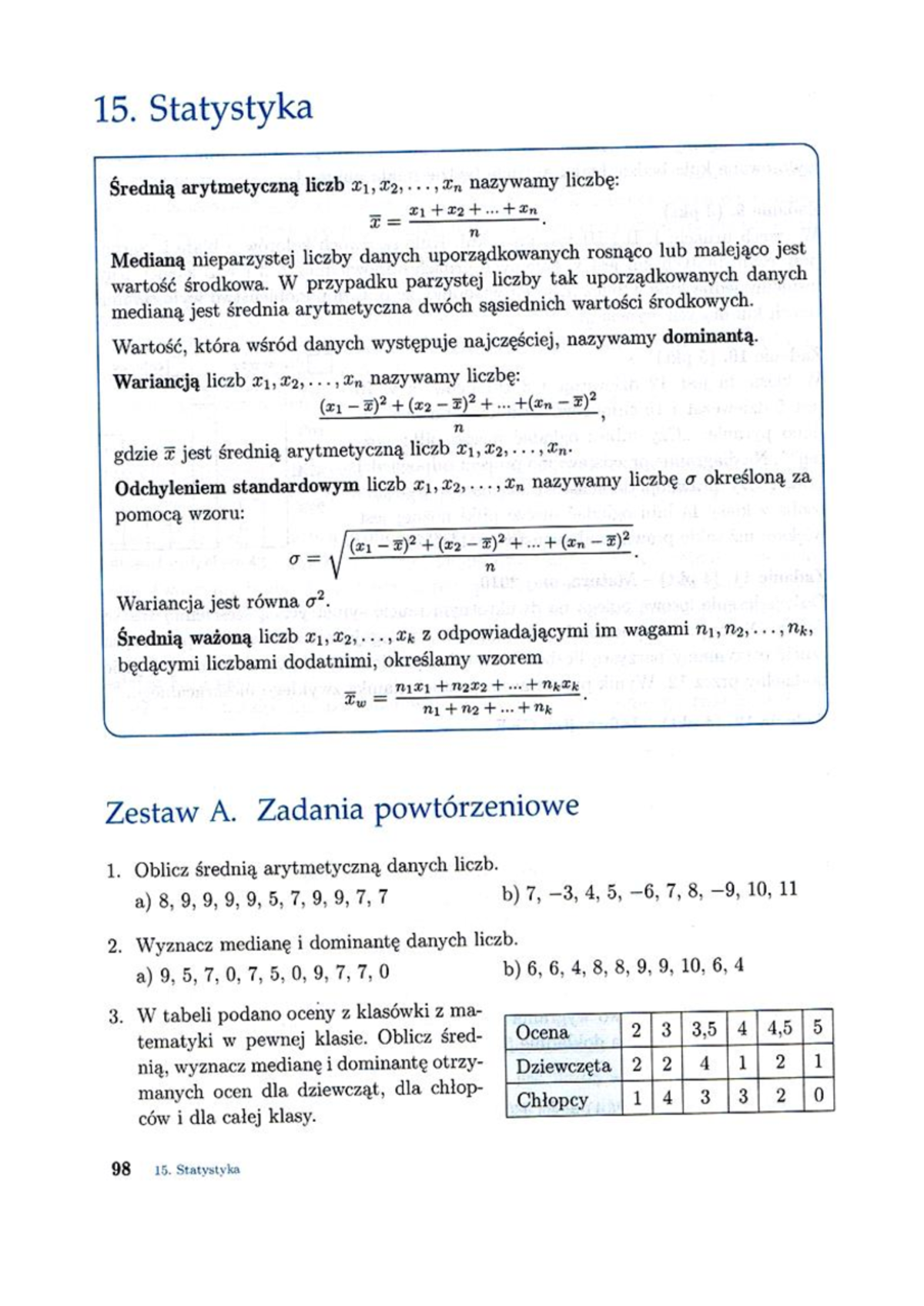 15. Statystyka - Zadania Maturalne z Średniej, Mediany i Dominanty