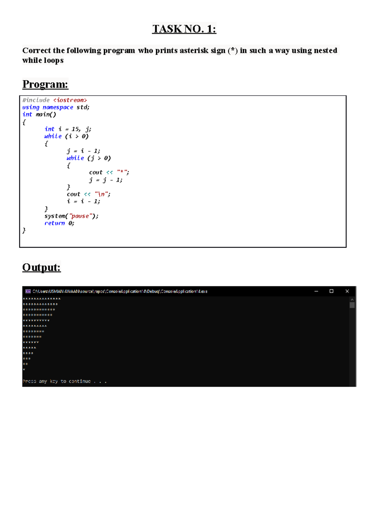 LAB Reports for Computer Engineering: Nested While Loop Programs - Studocu