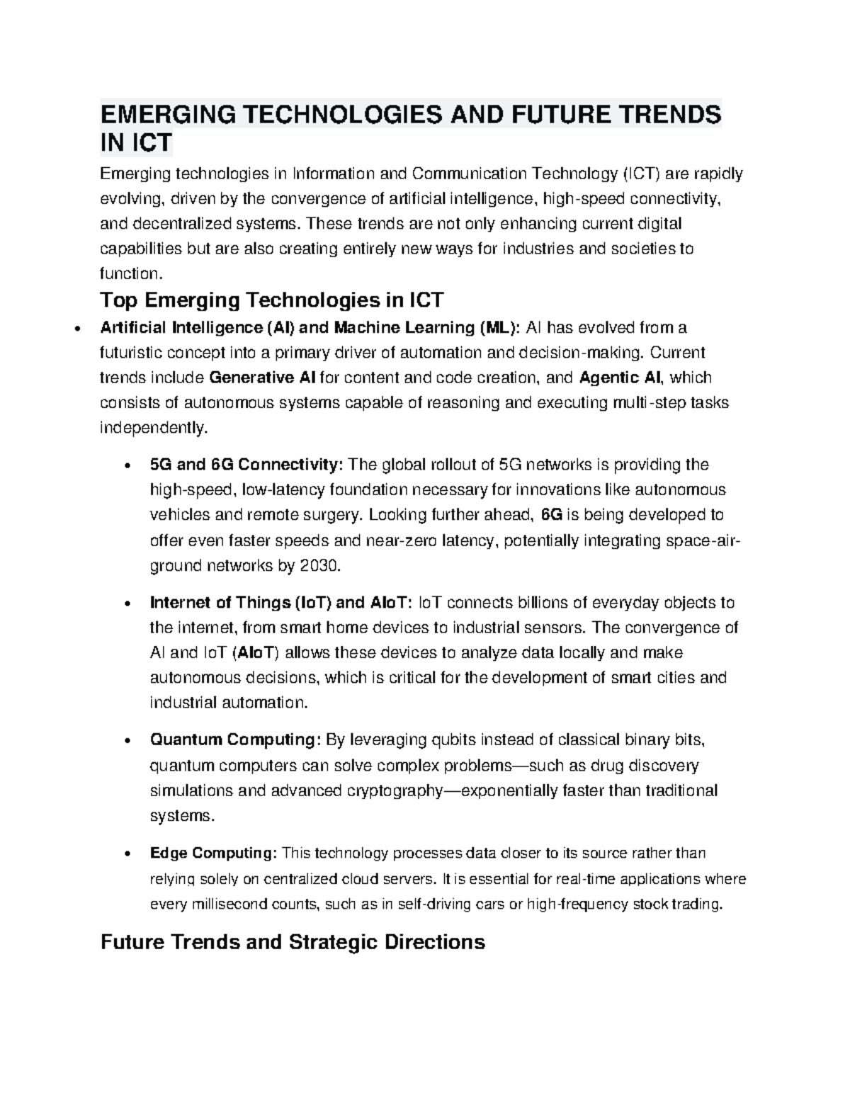 Emerging Technologies & Future Trends in ICT: A Comprehensive Overview ...