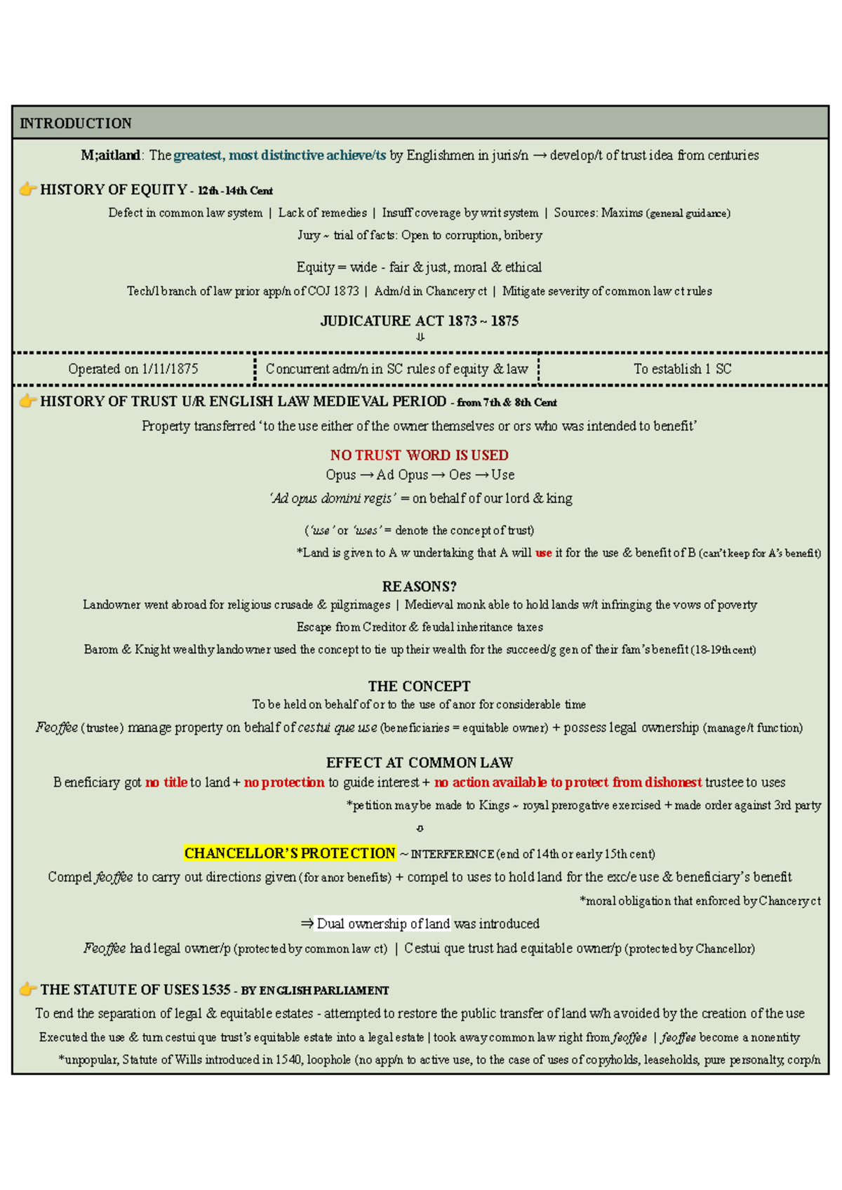 Introduction to trust in English law: history and key concepts - Studocu