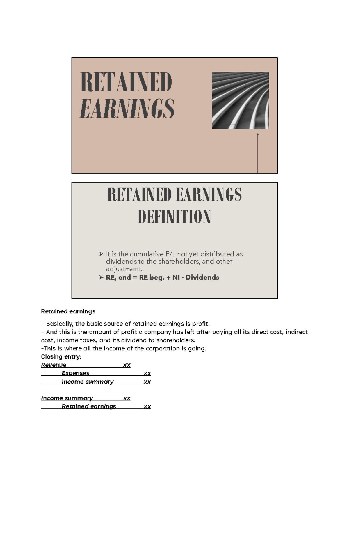 Retained Earnings Overview: Key Concepts and Implications (SHE-2) - Studocu