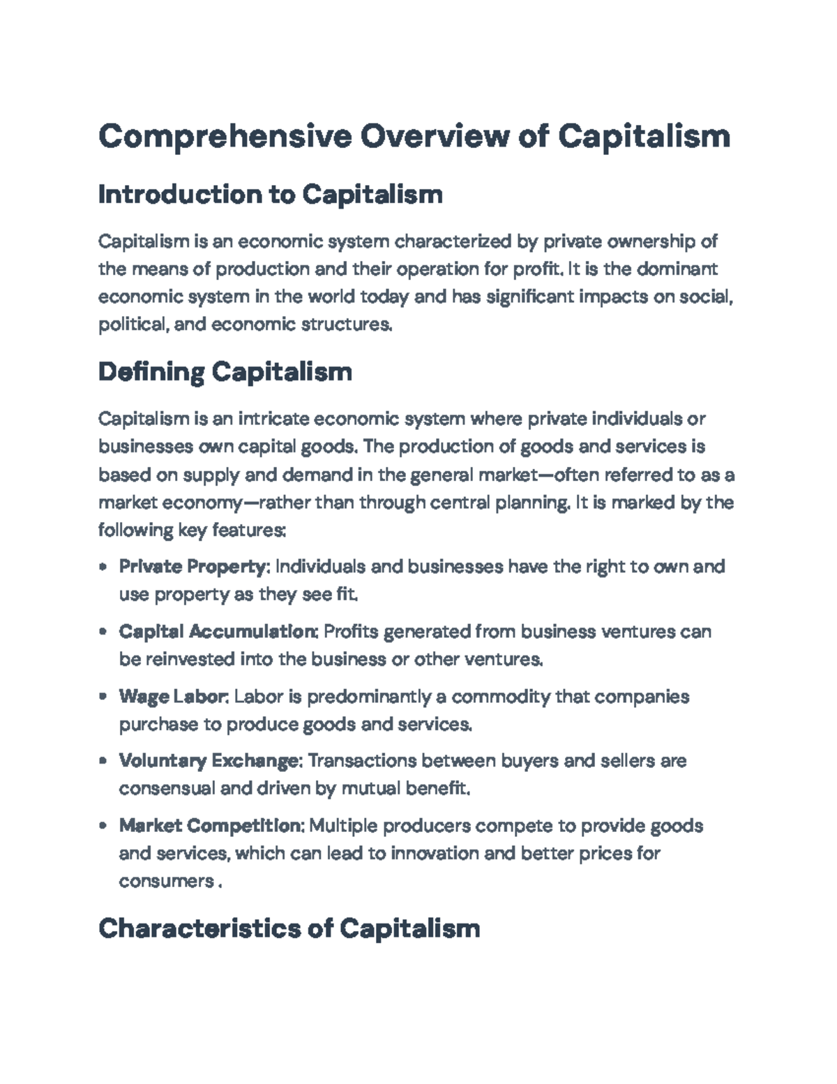 Comprehensive Study of Capitalism: Features, Critiques & Future Trends ...
