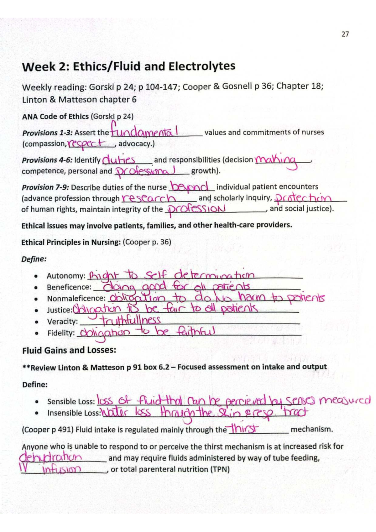 172 Week 2: Fluid and Electrolyte Management in Nursing - Studocu