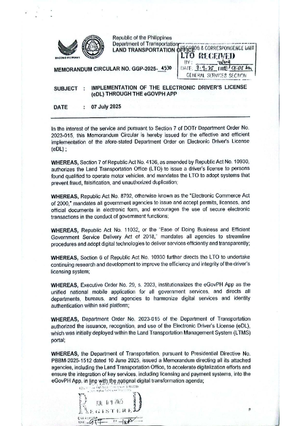 LTO MC-GGP-2025-4530: Implementation of Electronic License (eDL) via ...