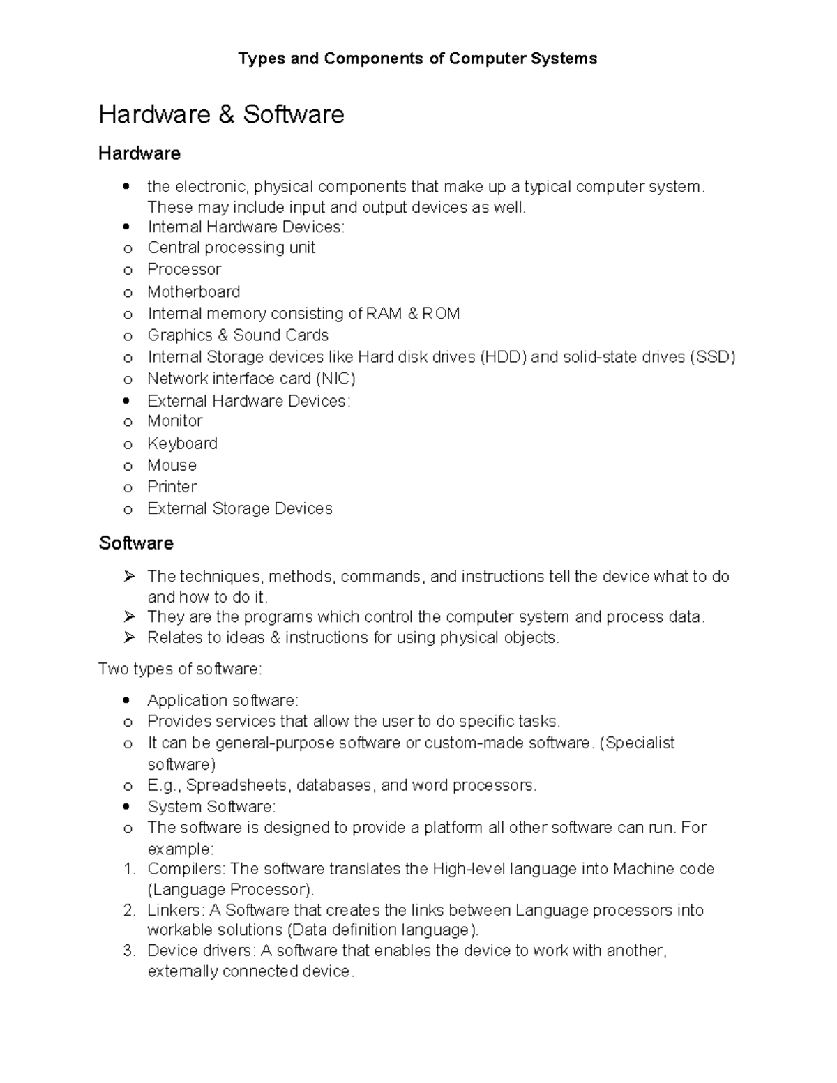 1 chp summary notes - organisation of organism - Types and Components ...