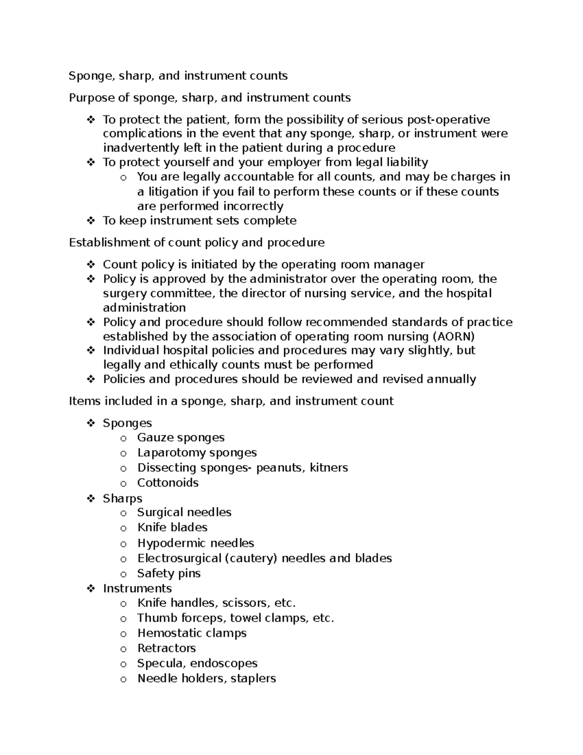 Sponge, Sharp, and Instrument Counts: Essential Procedures & Guidelines ...