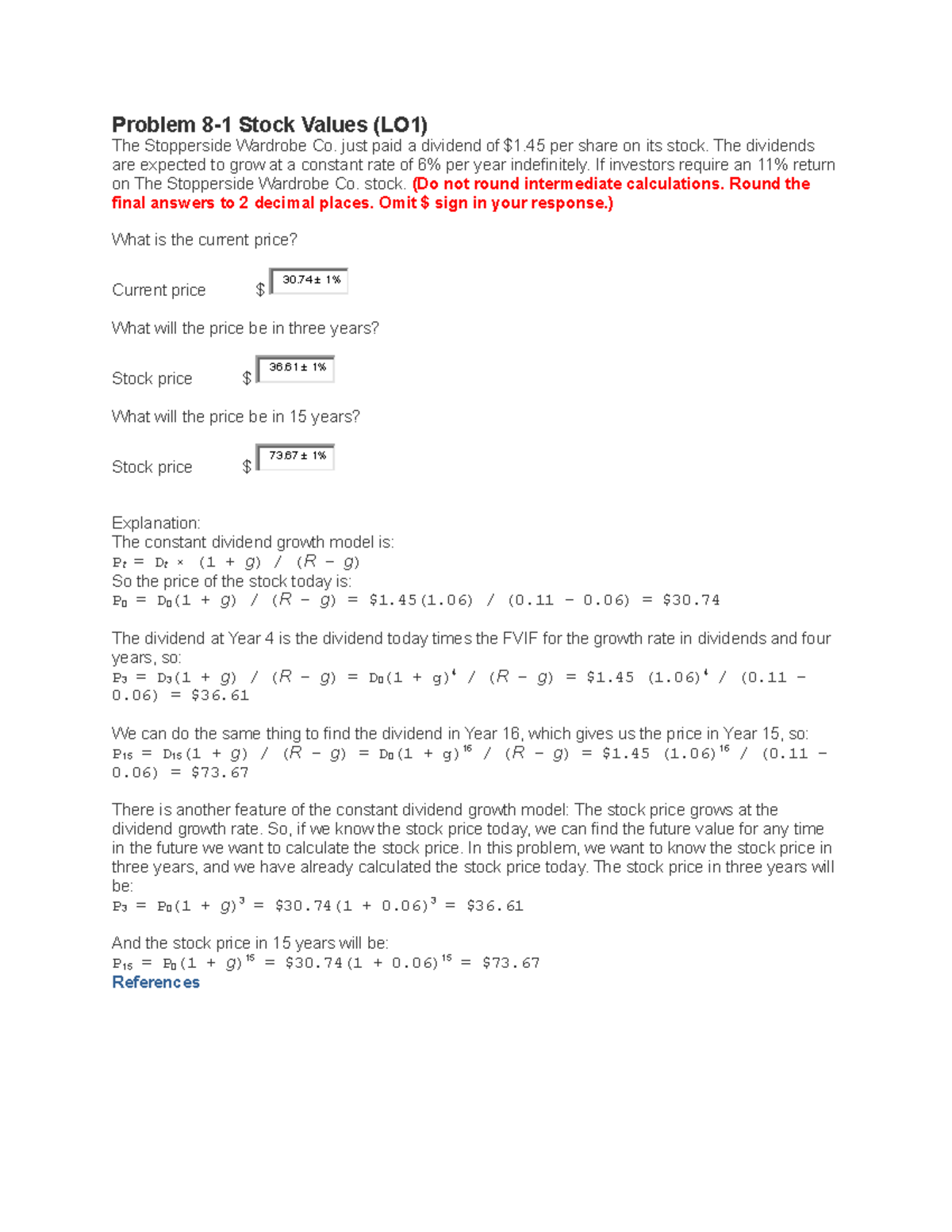 Ch08 - Stock Valuation Exercises & Q&A (LO1) - Studocu