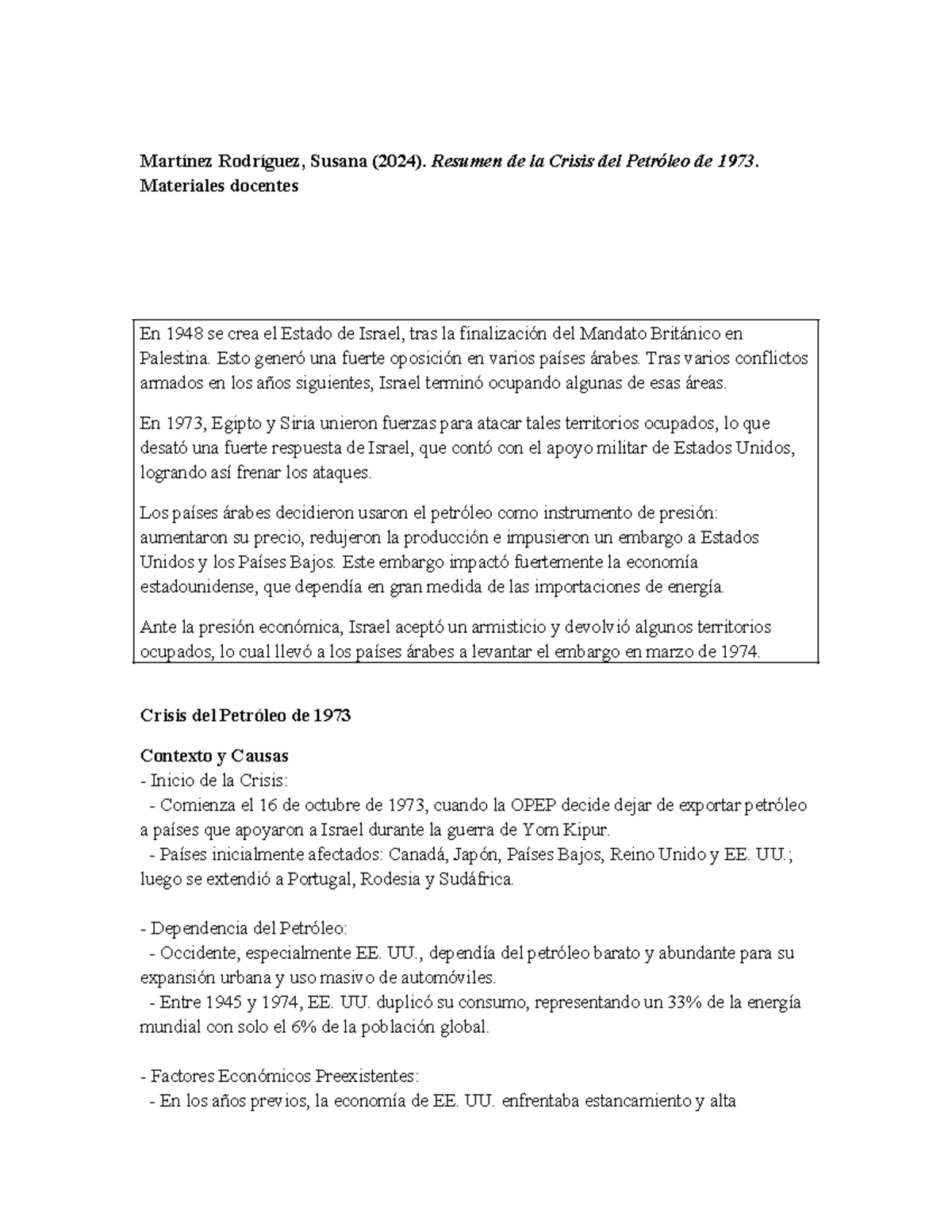 TEMA 5: Resumen de la Crisis del Petróleo de 1973 y su Impacto ...