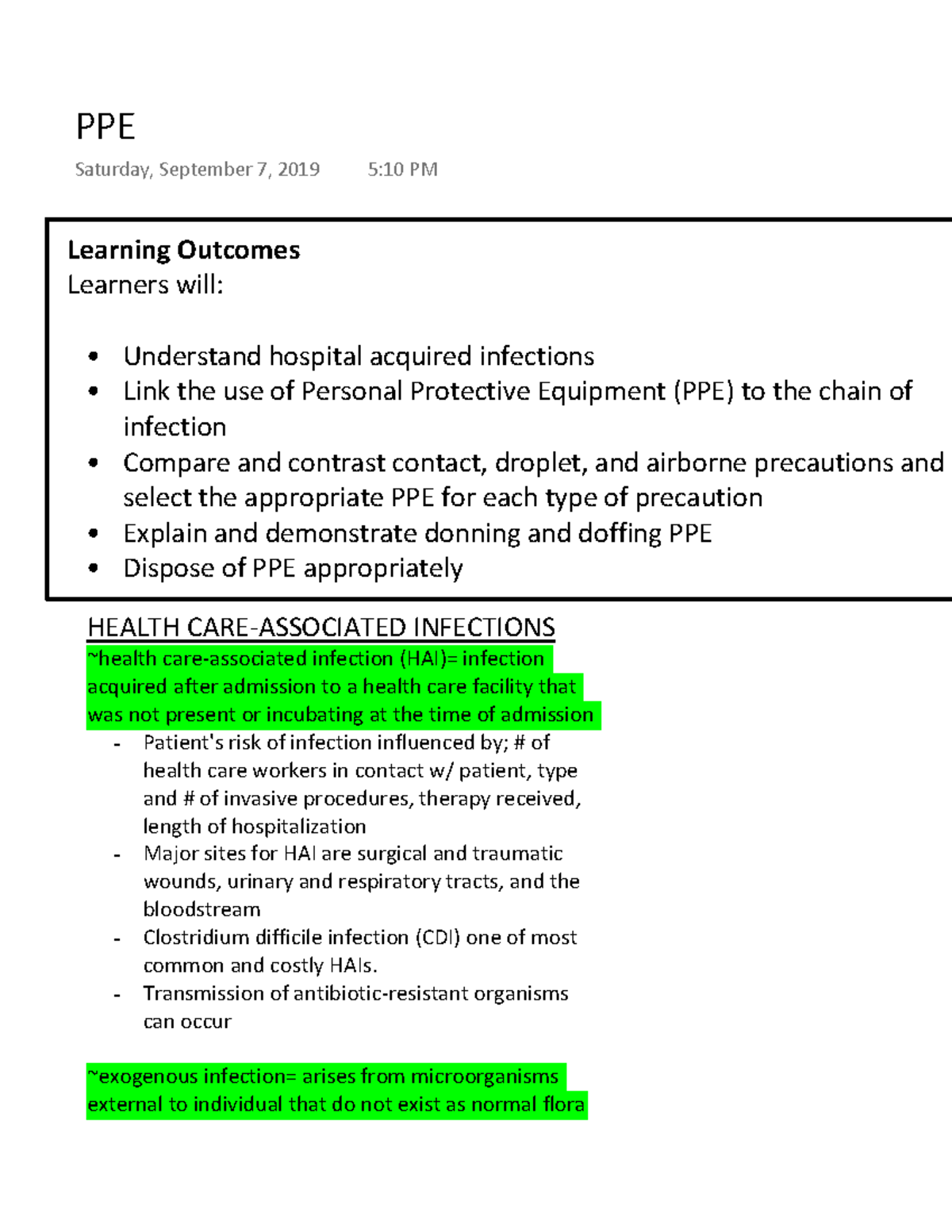 PPE - Comprehensive Notes on Personal Protective Equipment Usage - Studocu