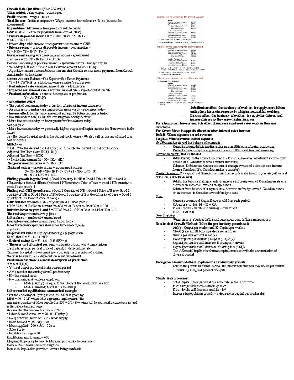 Macro cheat sheet 1: Growth rate questions and economic concepts - Studocu