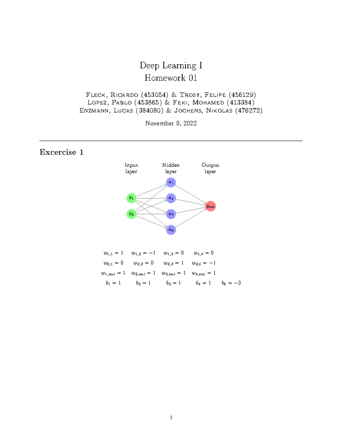 DL I-1 - Deep Learning I Homework 01 Solutions and Exercises - Studocu