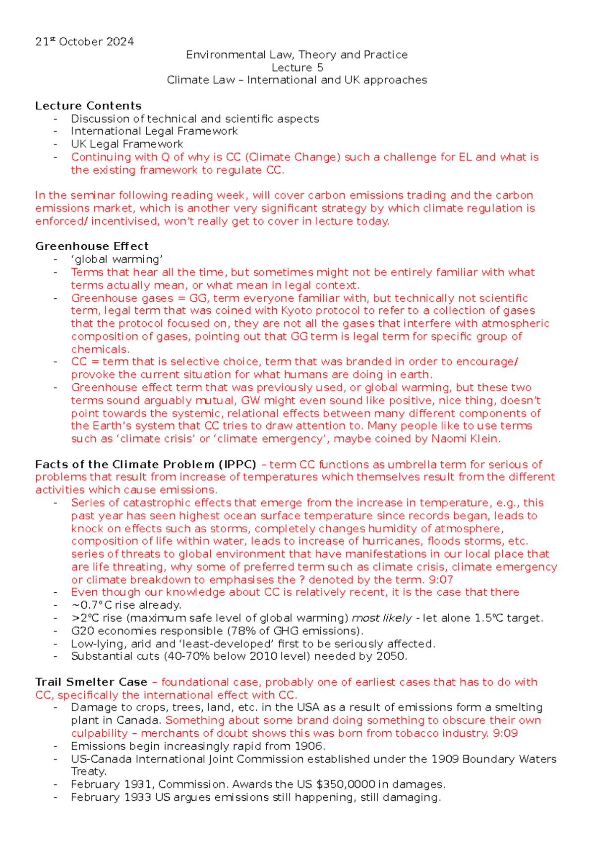 Climate Law - Lecture 5 notes - Environmental Law, Theory and Practice ...