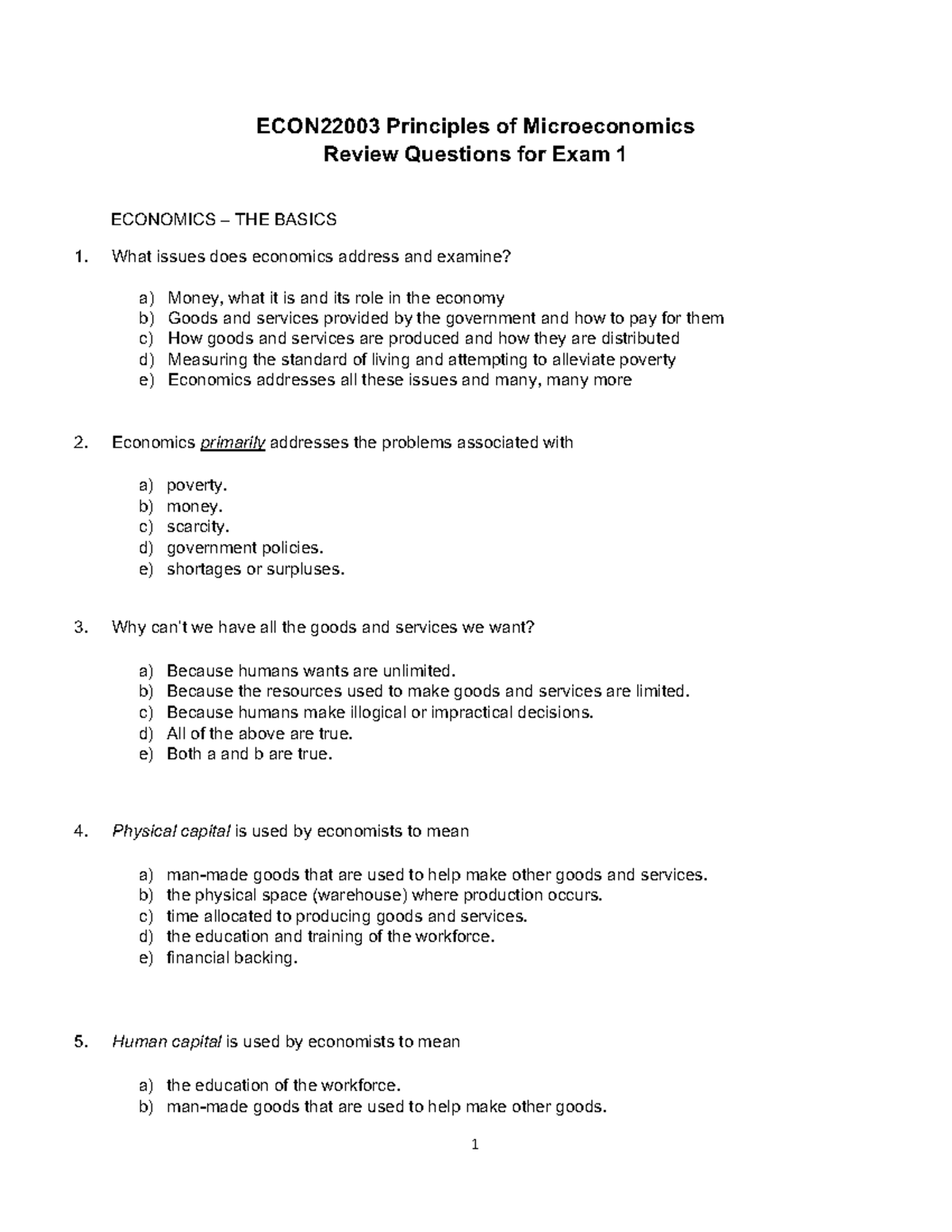 ECON22003 Fall 2025 Midterm I Review - Microeconomics Exam Questions ...