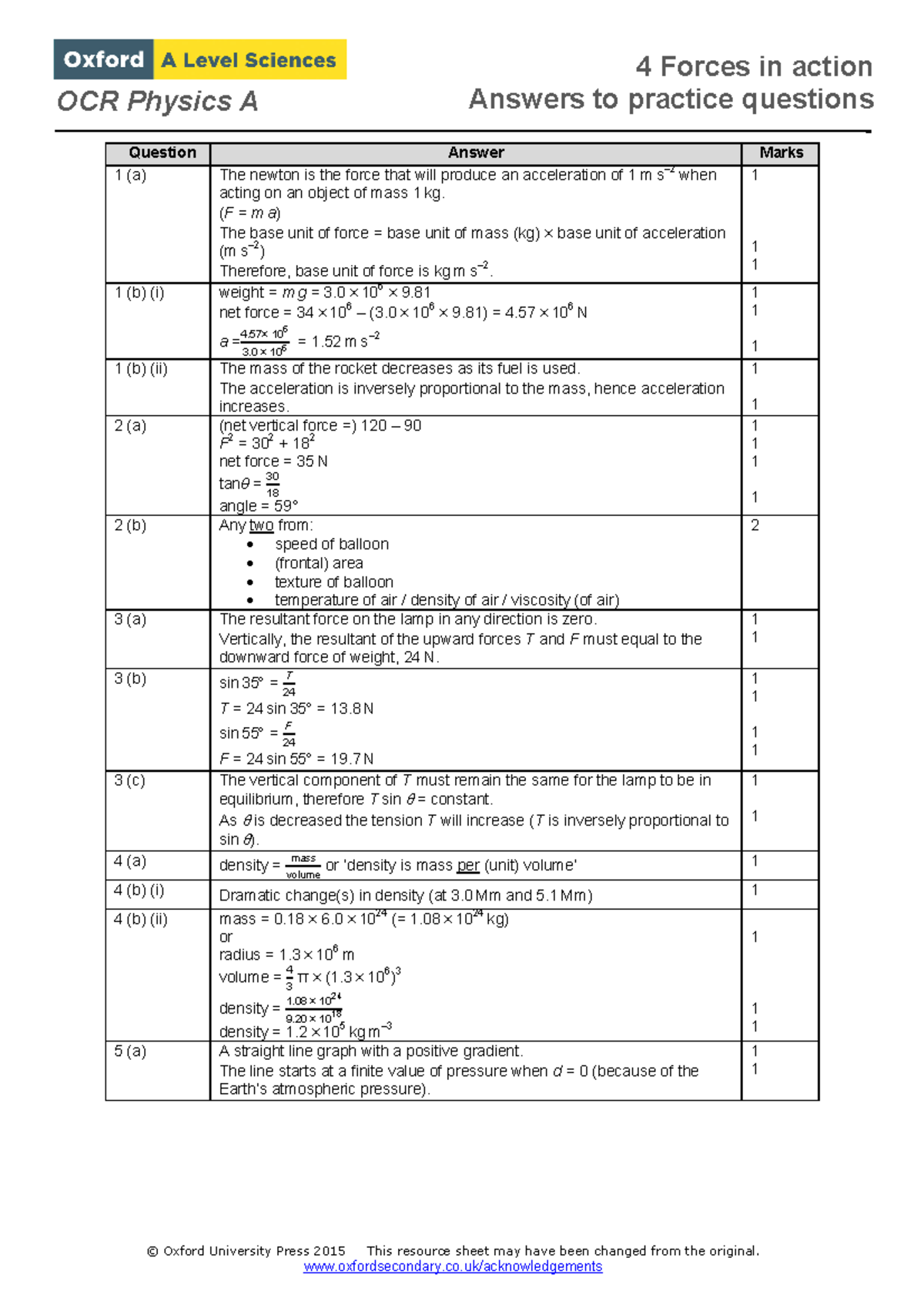 OCR A AS Physics 4 Practice Questions - Answer Key and Explanations ...