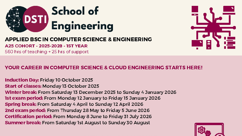 A25 BSc Computer Science Engineering Induction & Class Schedule - Studocu