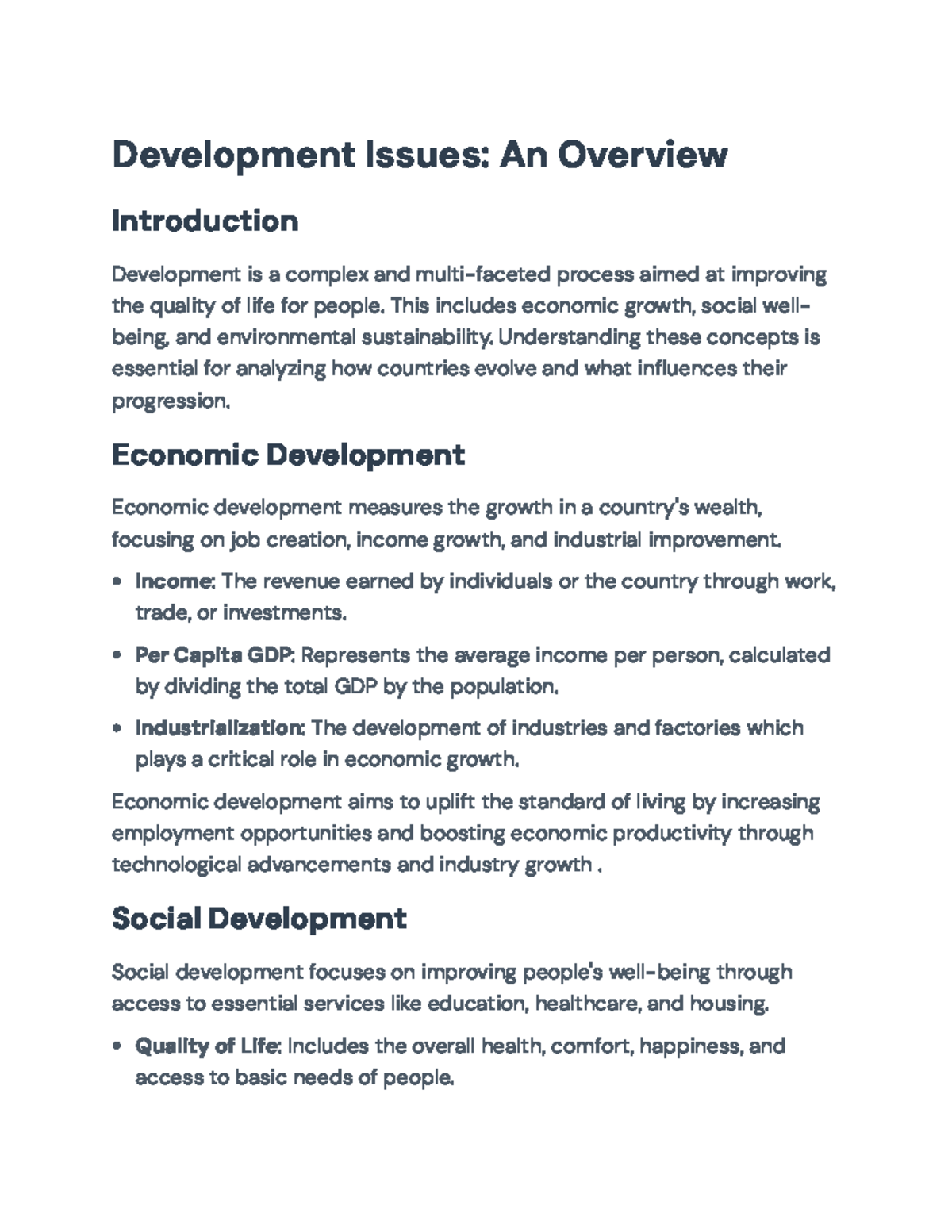 Development Issues: Historical Context, Trade Policies, and ...