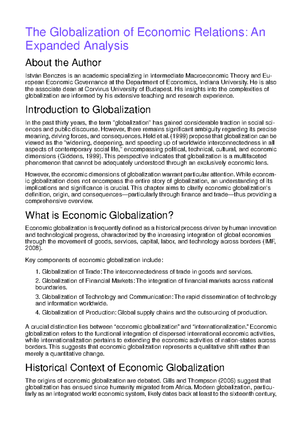 ECON 302: Economic Globalization - A Comprehensive Analysis - Studocu