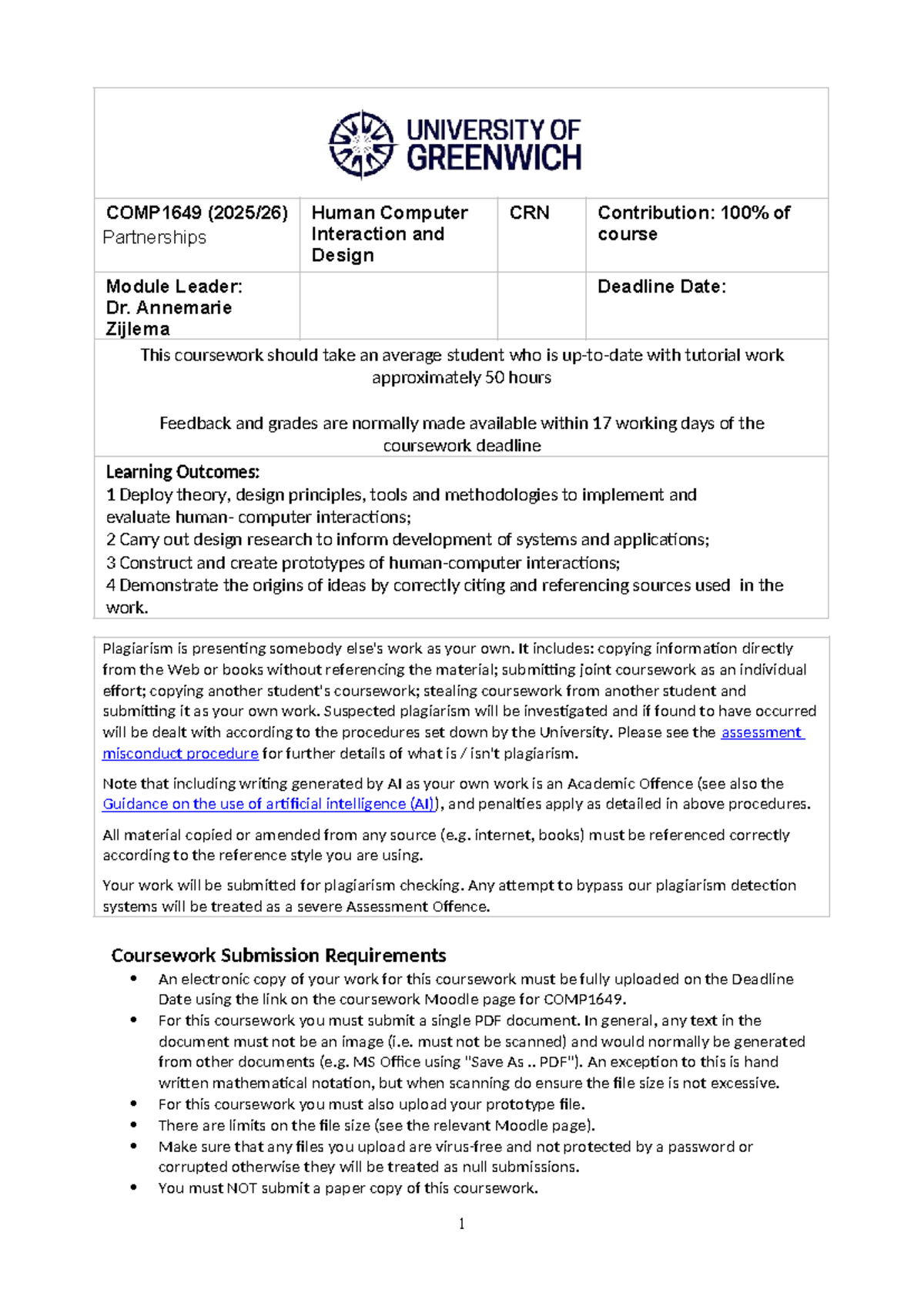 COMP1649 Individual Coursework: HCI Design Project Guidelines - Studocu