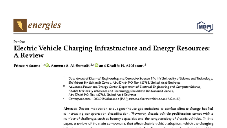 Energies 2023: Review of Electric Vehicle Charging Infrastructure and ...