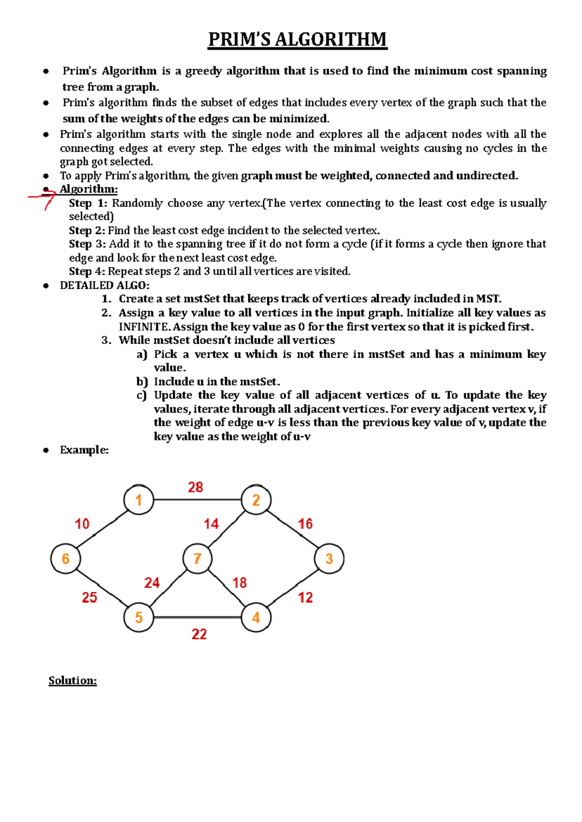 Prim's Algorithm: A Greedy Approach to Minimum Spanning Trees - Studocu