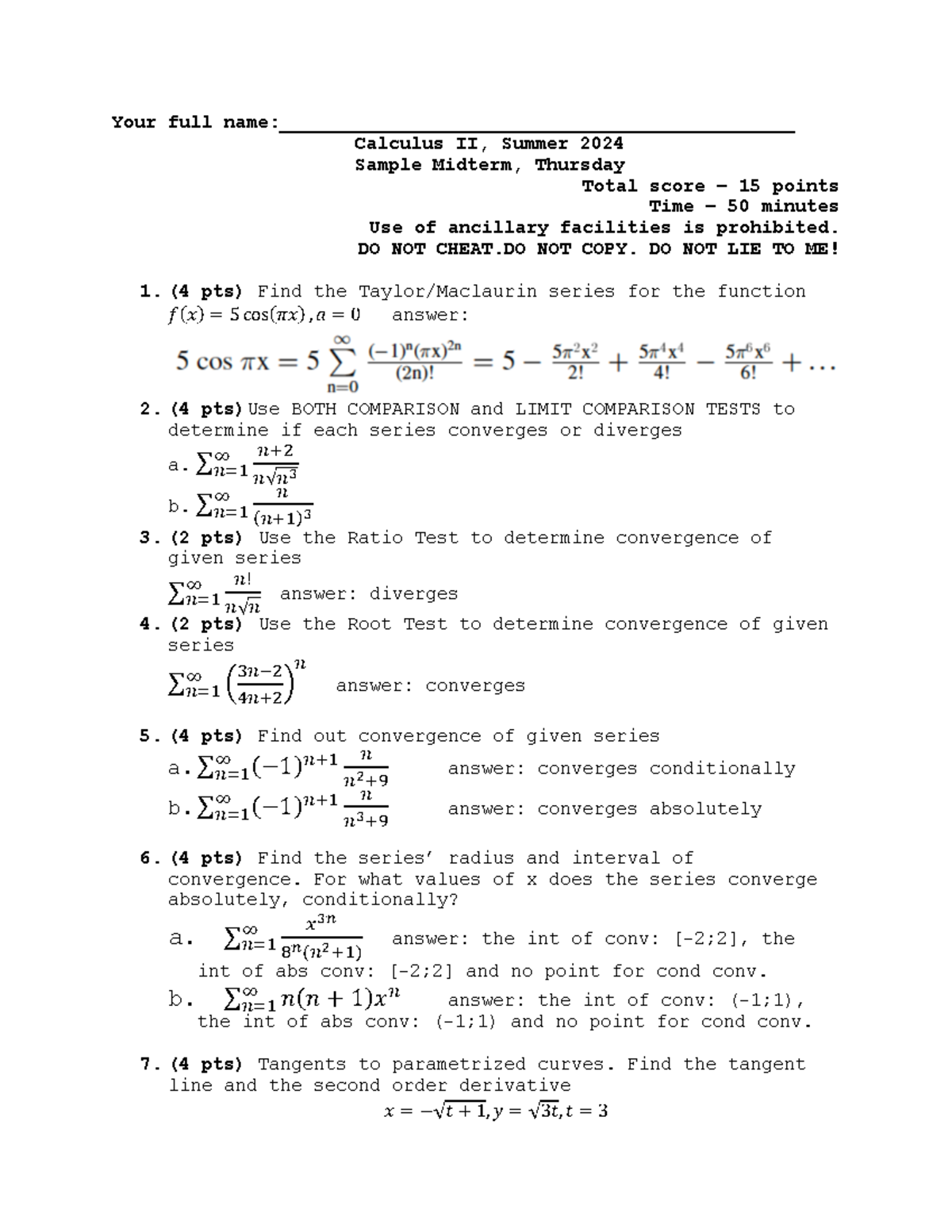 Sample Midterm - Your full name ...