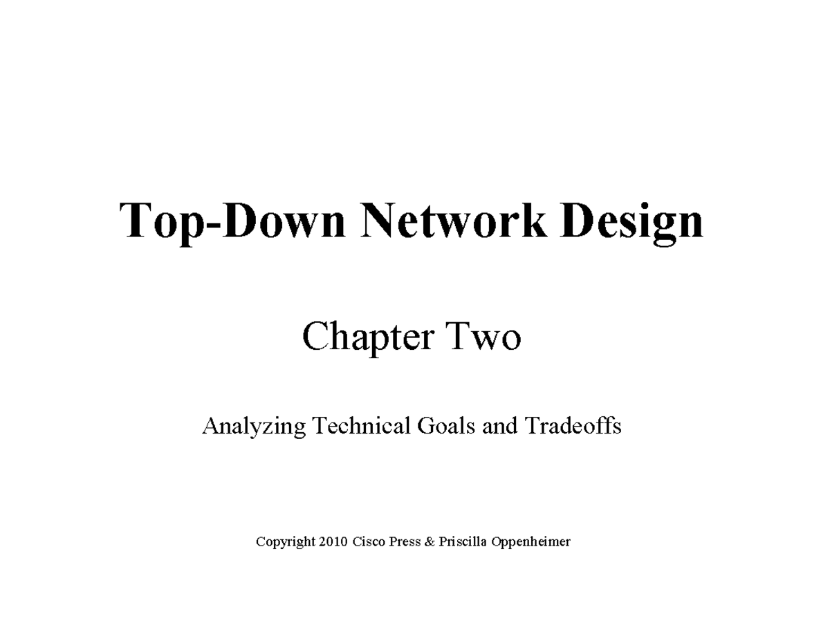 Network Design (Course Code: PTTKM) - Chapter 2: Analyzing Goals ...