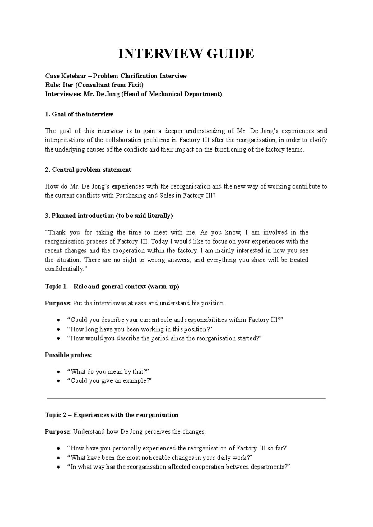 INTERVIEW GUIDE: Case Ketelaar - Clarifying Collaboration Issues ...