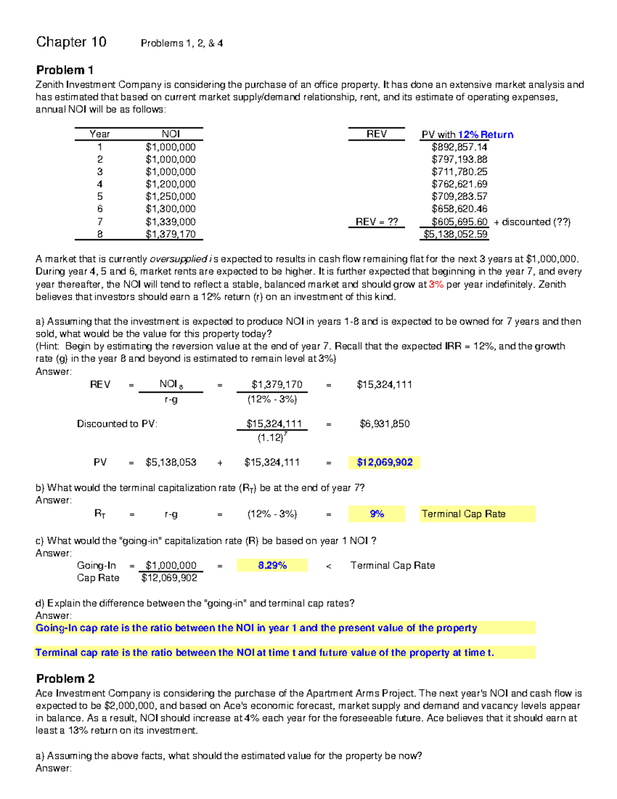 Chapter 10 Problems & Solutions for HW 1023: Investment Analysis - Studocu