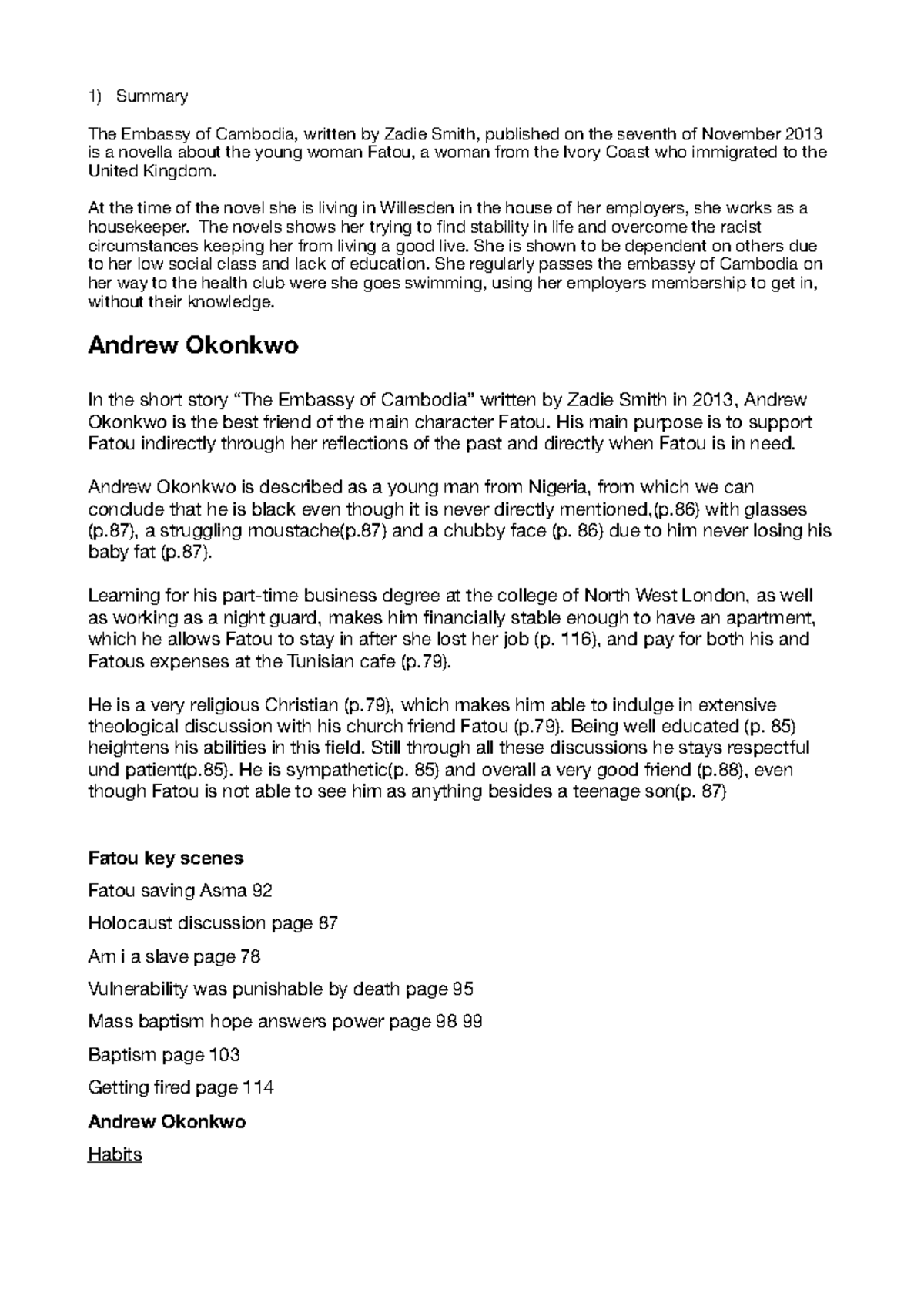 Zadie Smith Embassy Of Cambodia Embassy of Cambodia notes - Summary The Embassy of Cambodia, written by