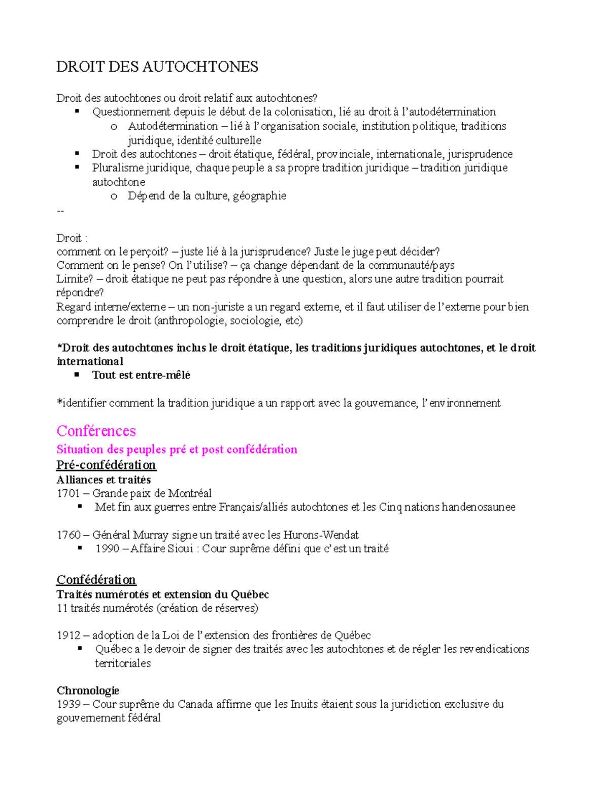 Notes de cours sur le Droit des Autochtones - Introduction et ...
