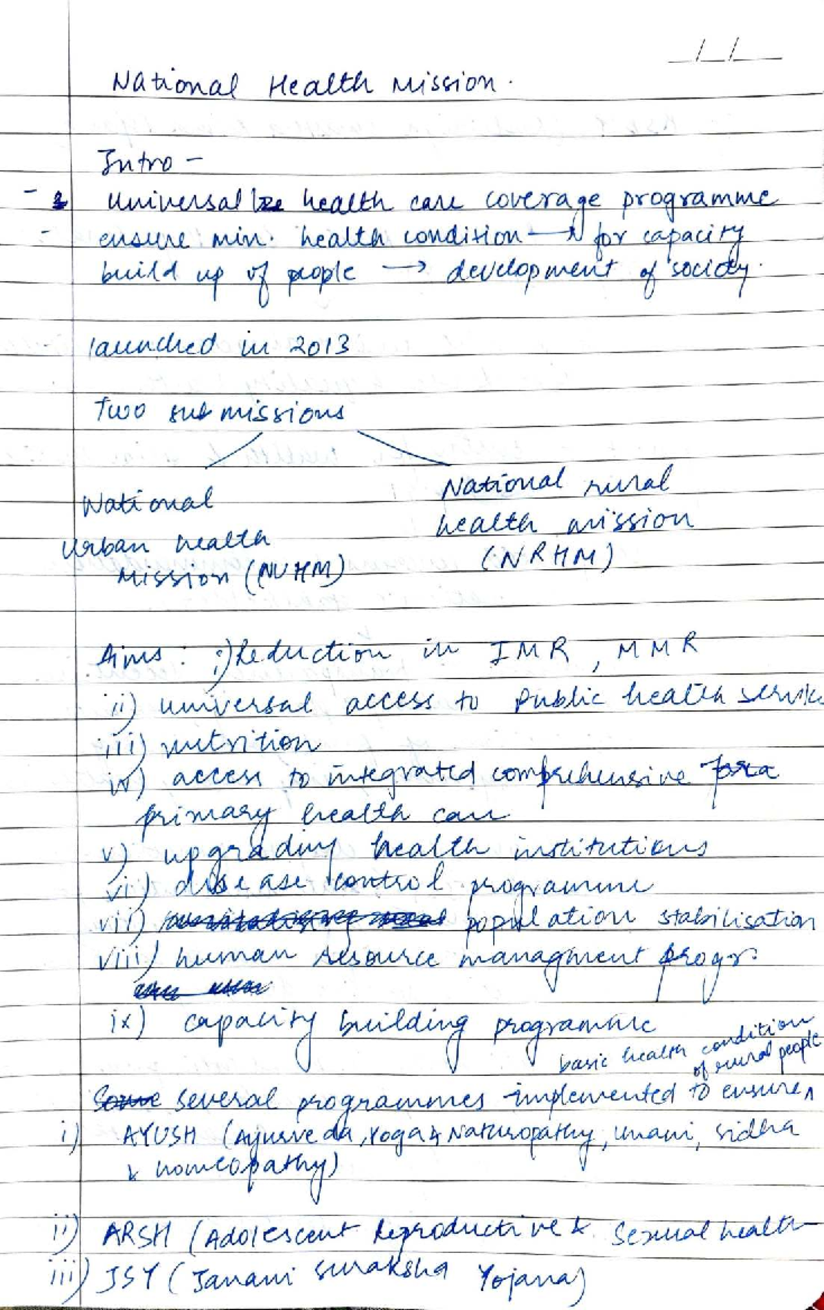 National health mission PAI - Political science - _// rf¼_d ~of 3 M. M ...