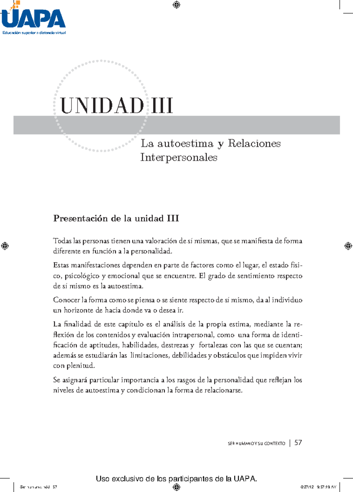 Autoestima y relaciones interpersonales - SER HUMANO Y SU CONTEXTO | 57 ...