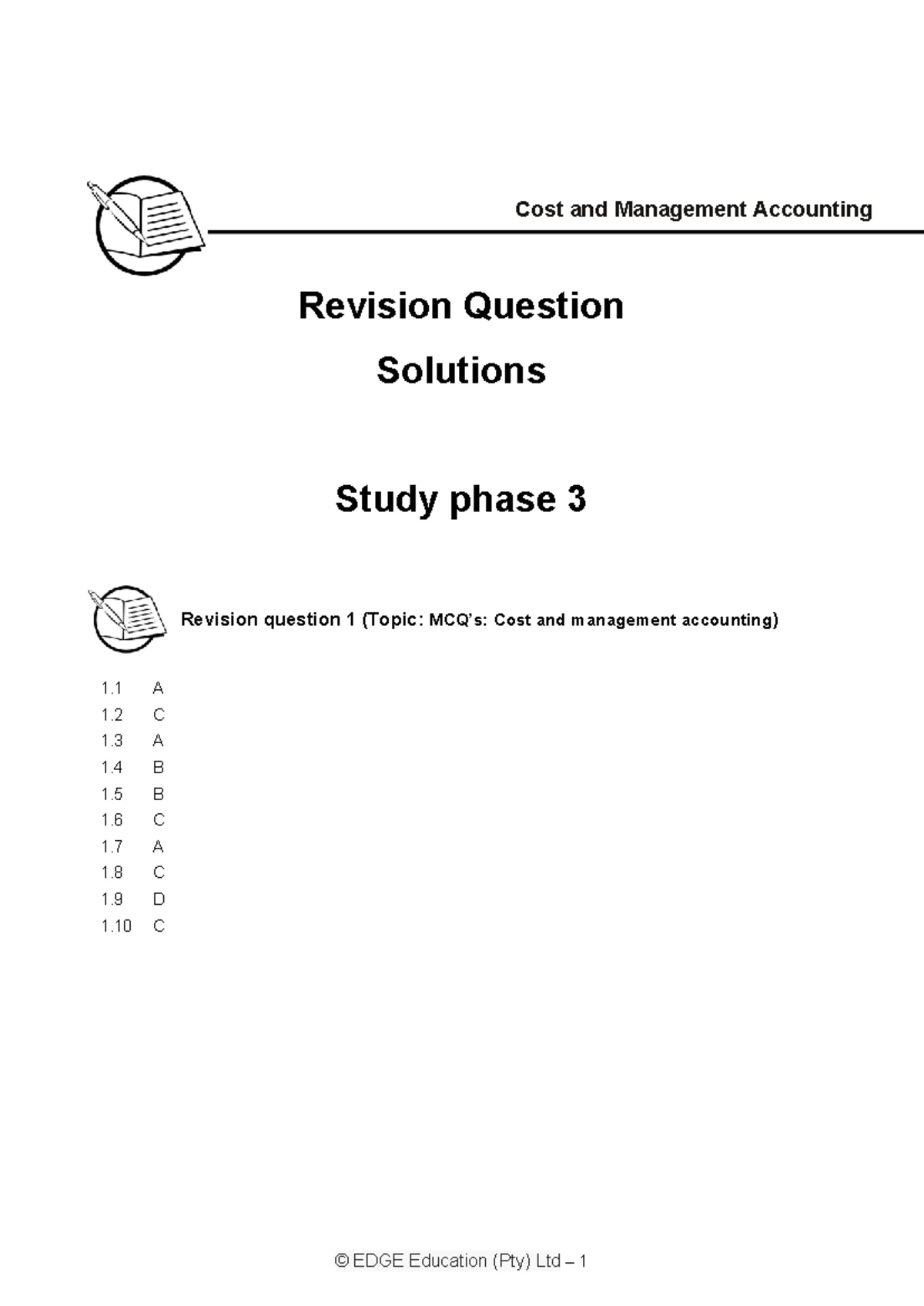 ICB Cost Management Accounting Trial Exam Solutions Guide - Studocu