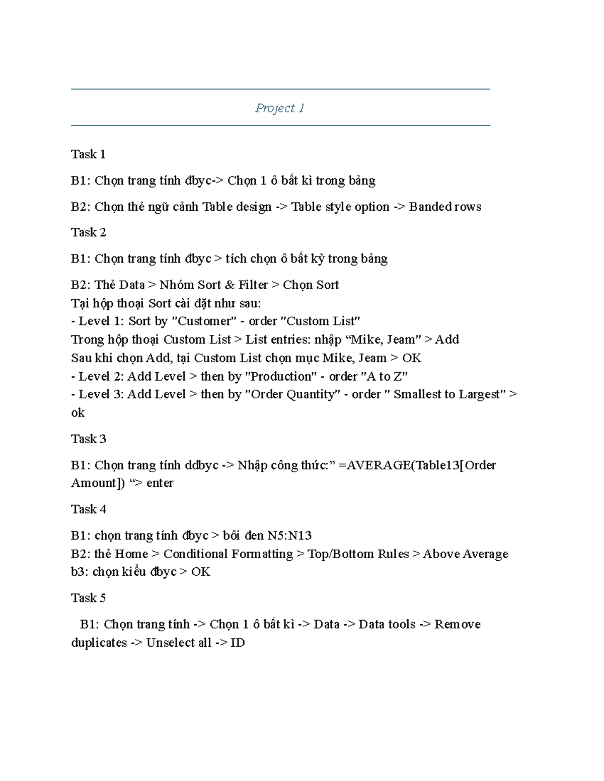 Excel MOS Project Tasks Overview: Steps and Instructions - Studocu