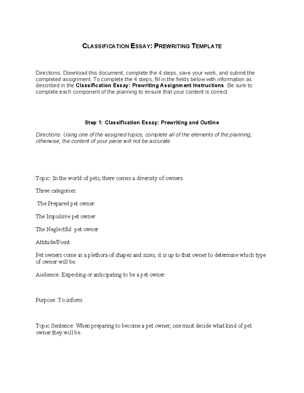 Classification paper - fgsrysg - CLASSIFICATION ESSAY: PREWRITING ...