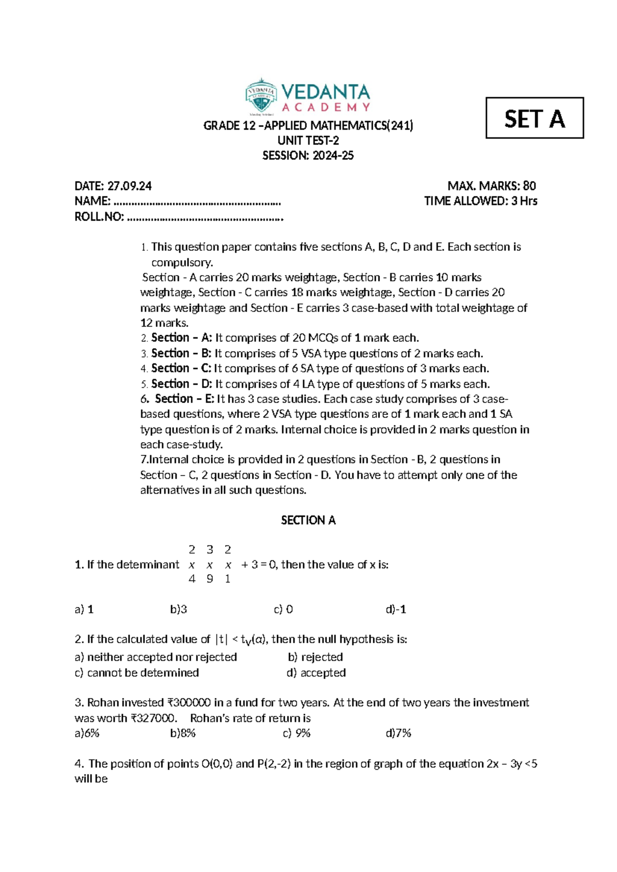 QP- Grade 12 Applied Maths UT-2 QP SETA(27 - GRADE 12 –APPLIED ...