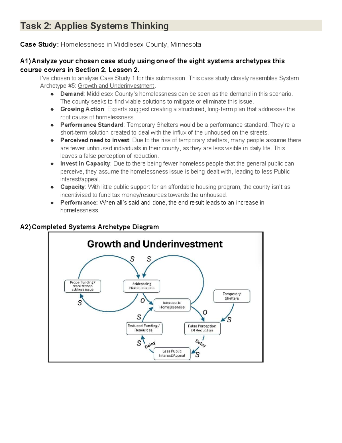D372 Task 2: Systems Thinking Case Study on Middlesex Homelessness ...