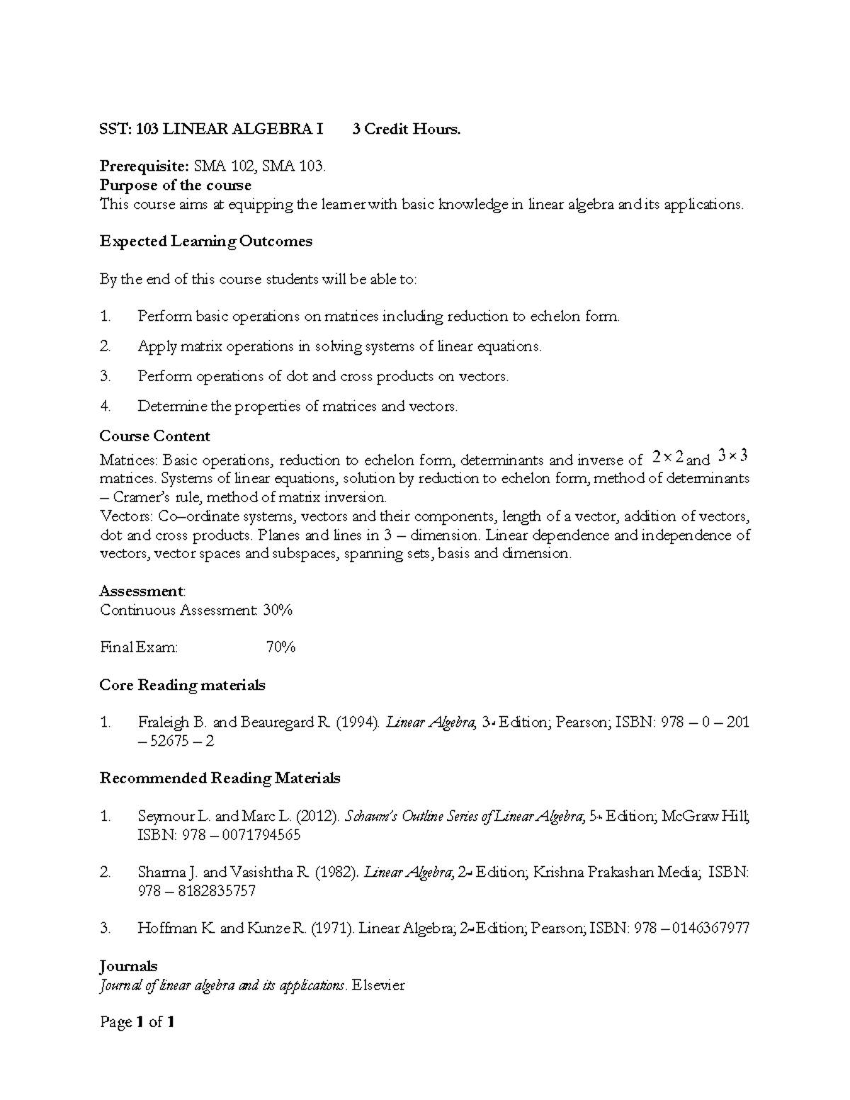 SST 103 Course Outline - The best notes so far - Page 1 of 1 SST: 103 ...