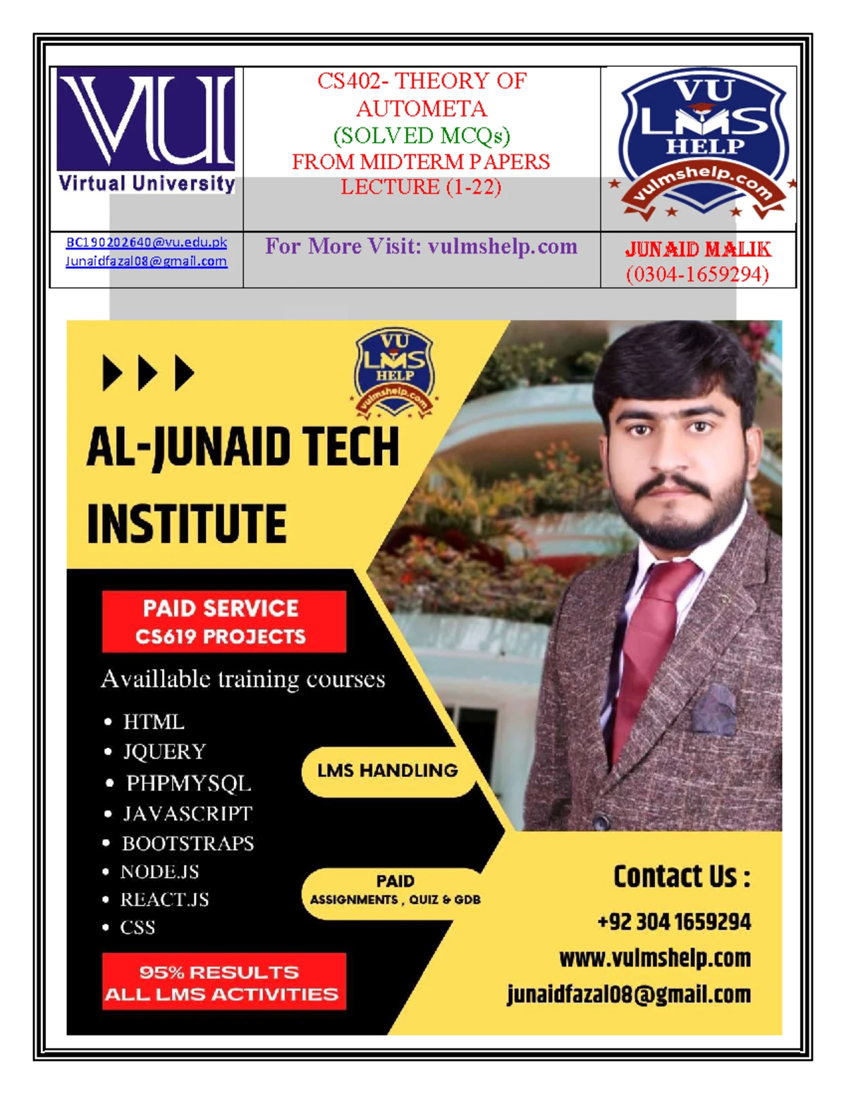 CS402 Quiz-1: Updated MCQs by Vu Topper RM for Automata Theory - Studocu