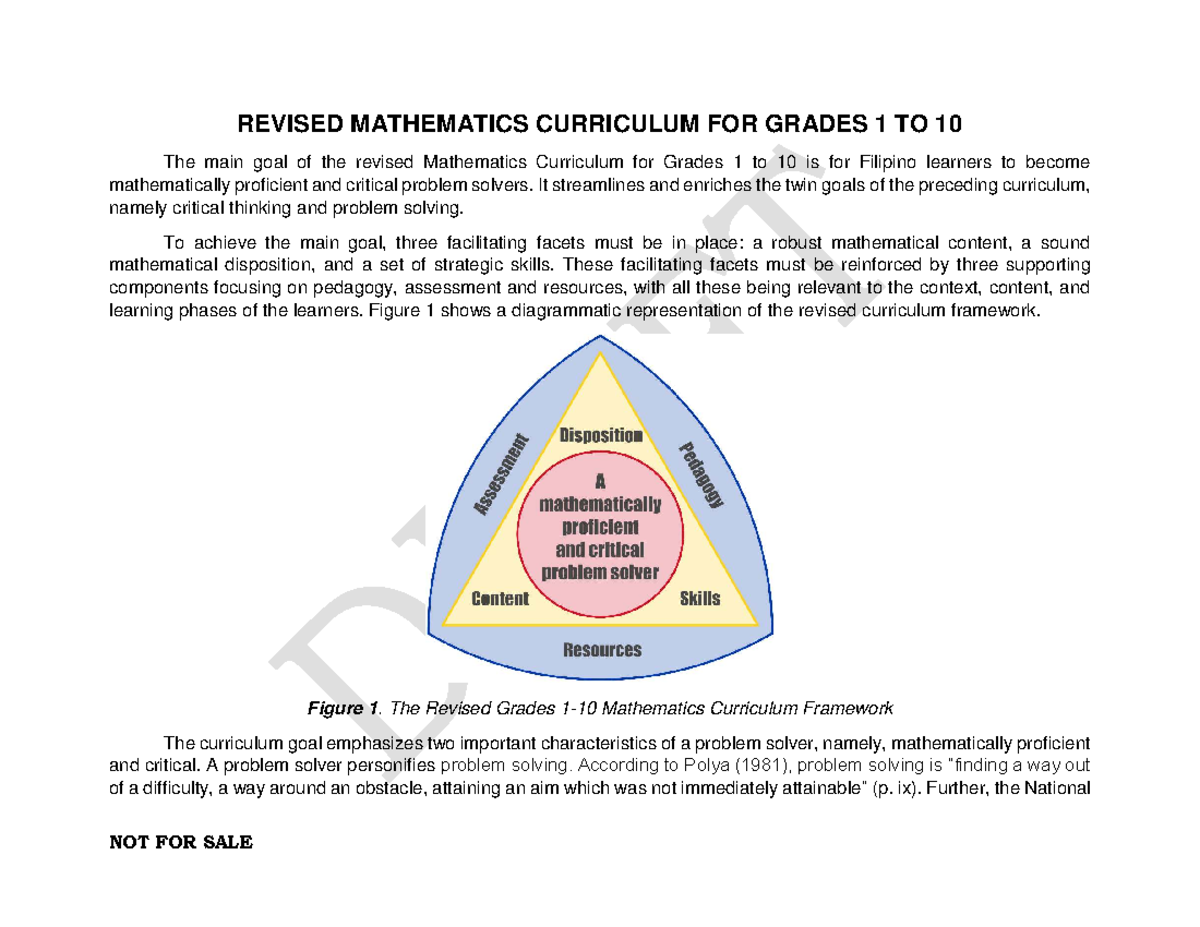 Revised Mathematics Curriculum for Grades 1-10: A Comprehensive ...