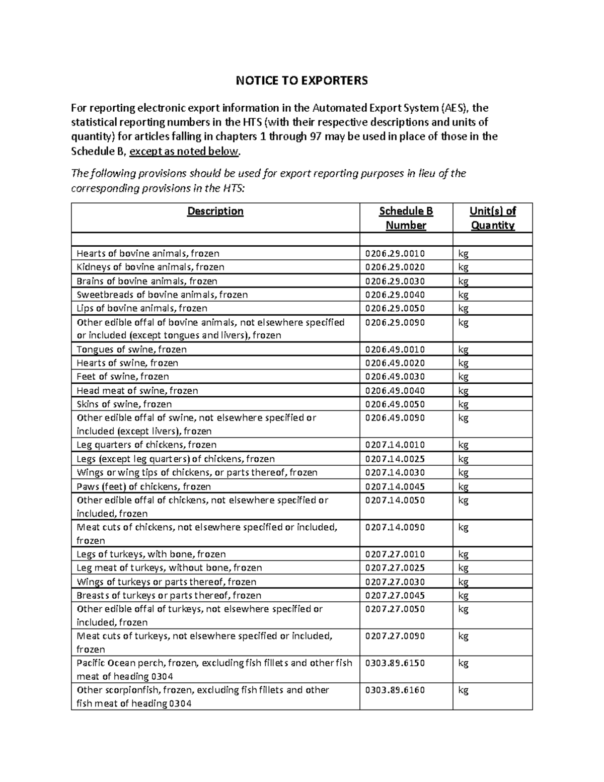 Notice to Exporters - NOTICE TO EXPORTERS For reporting electronic ...